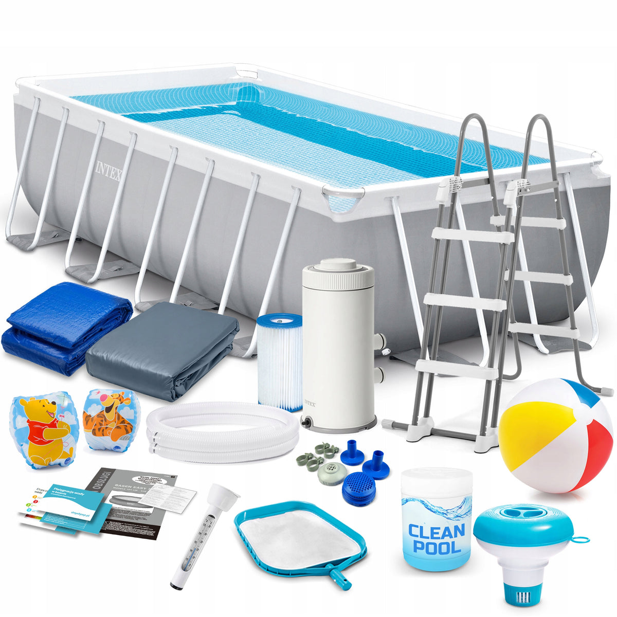 Garden pool rack INTEX 400x200 FULL set 18in1 PUMP COVER MAT