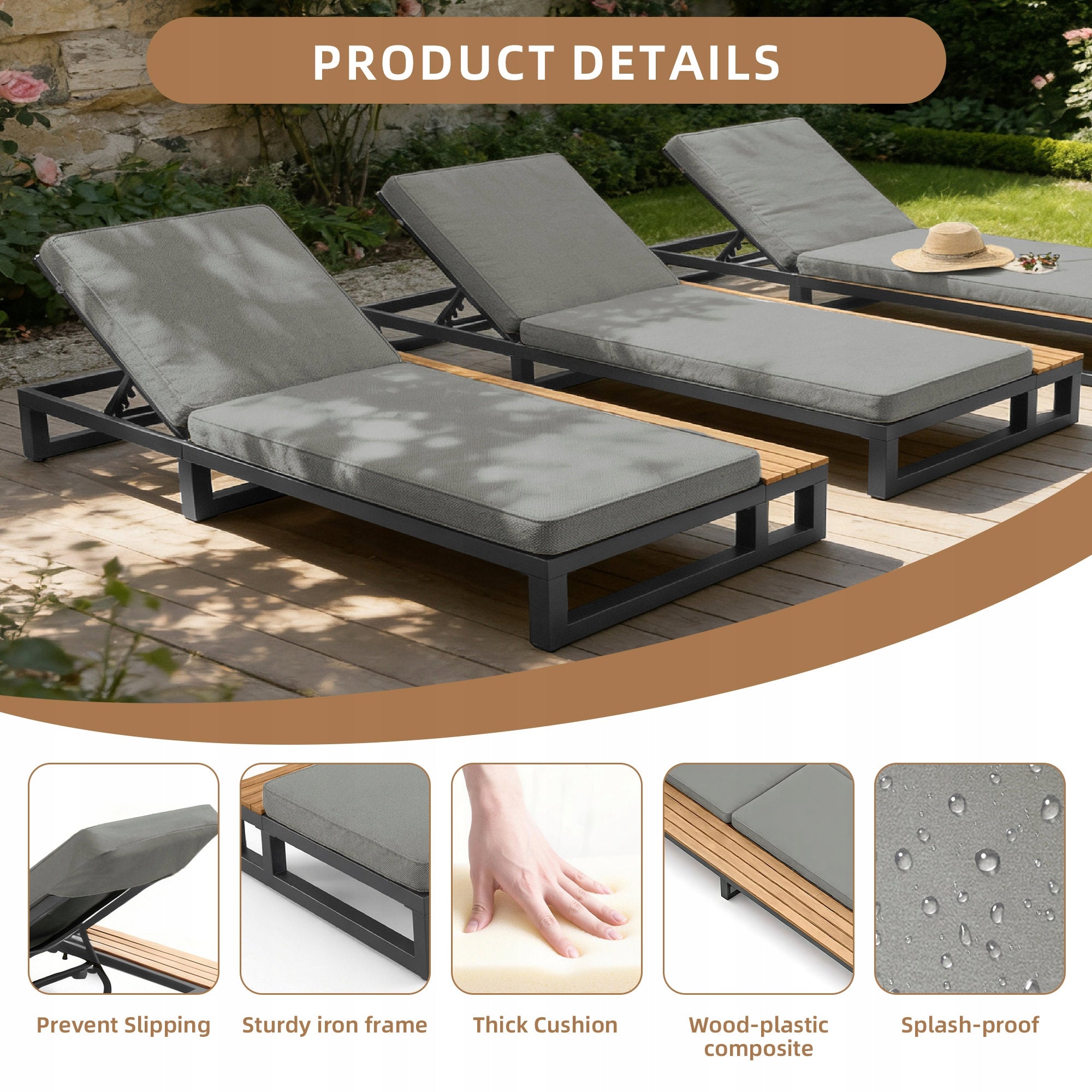 Garden sun lounger, multifunctional, waterproof sofa with stand. Model 8001819918885