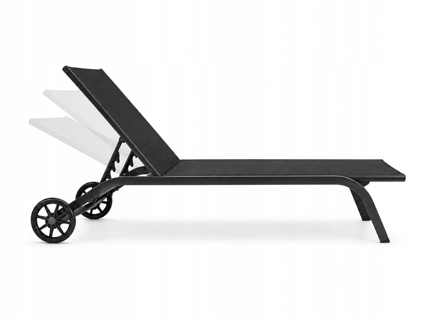 Garden sun lounger on wheels black adjustable premium couch Frame material steel