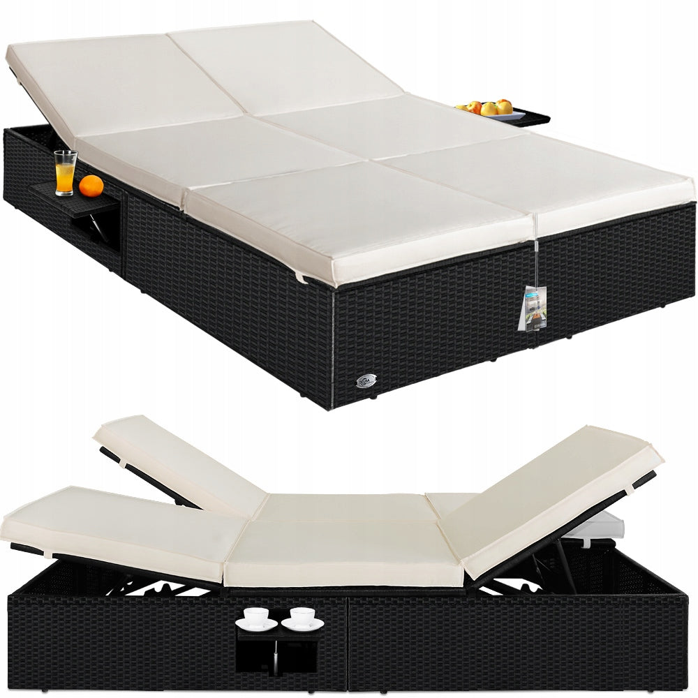 Garden sunbed couch bed garden furniture rattan 200x115x33cm pillows
