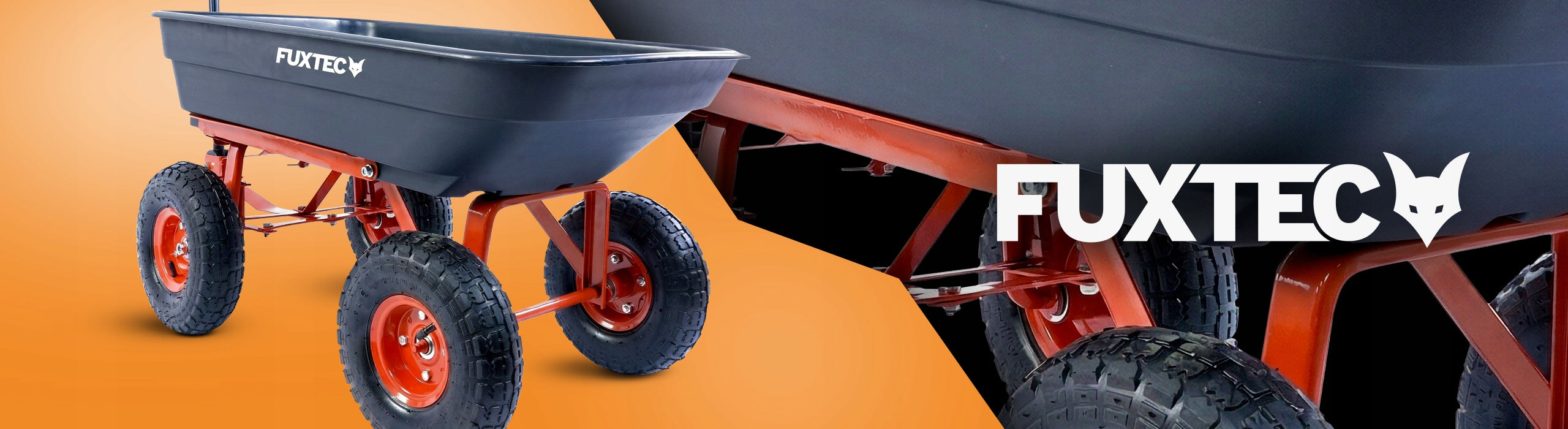 Garden transport trolley TRAILER WHEELBARROW light 300kg FUXTEC 4 wheels Capacity 75 l