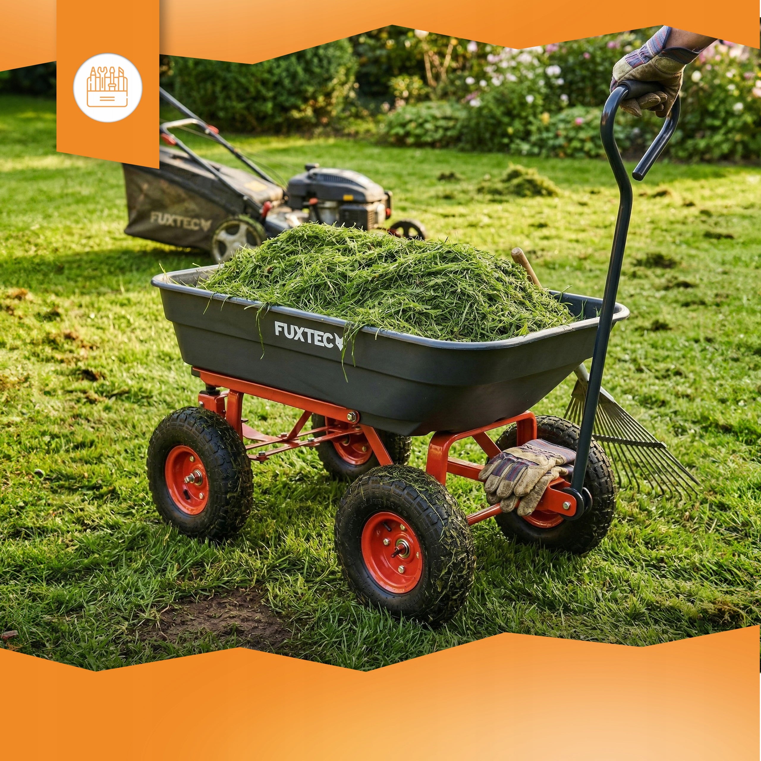 Garden transport trolley TRAILER WHEELBARROW light 300kg FUXTEC 4 wheels Manufacturer code 13722568