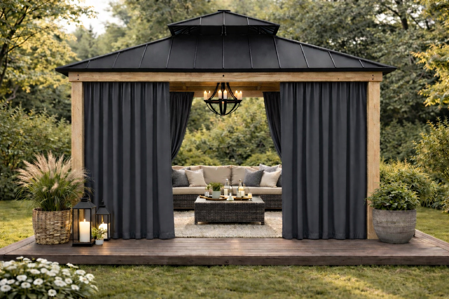Garden waterproof curtain 155x180 for pergola gazebo light graphite Packaging status original