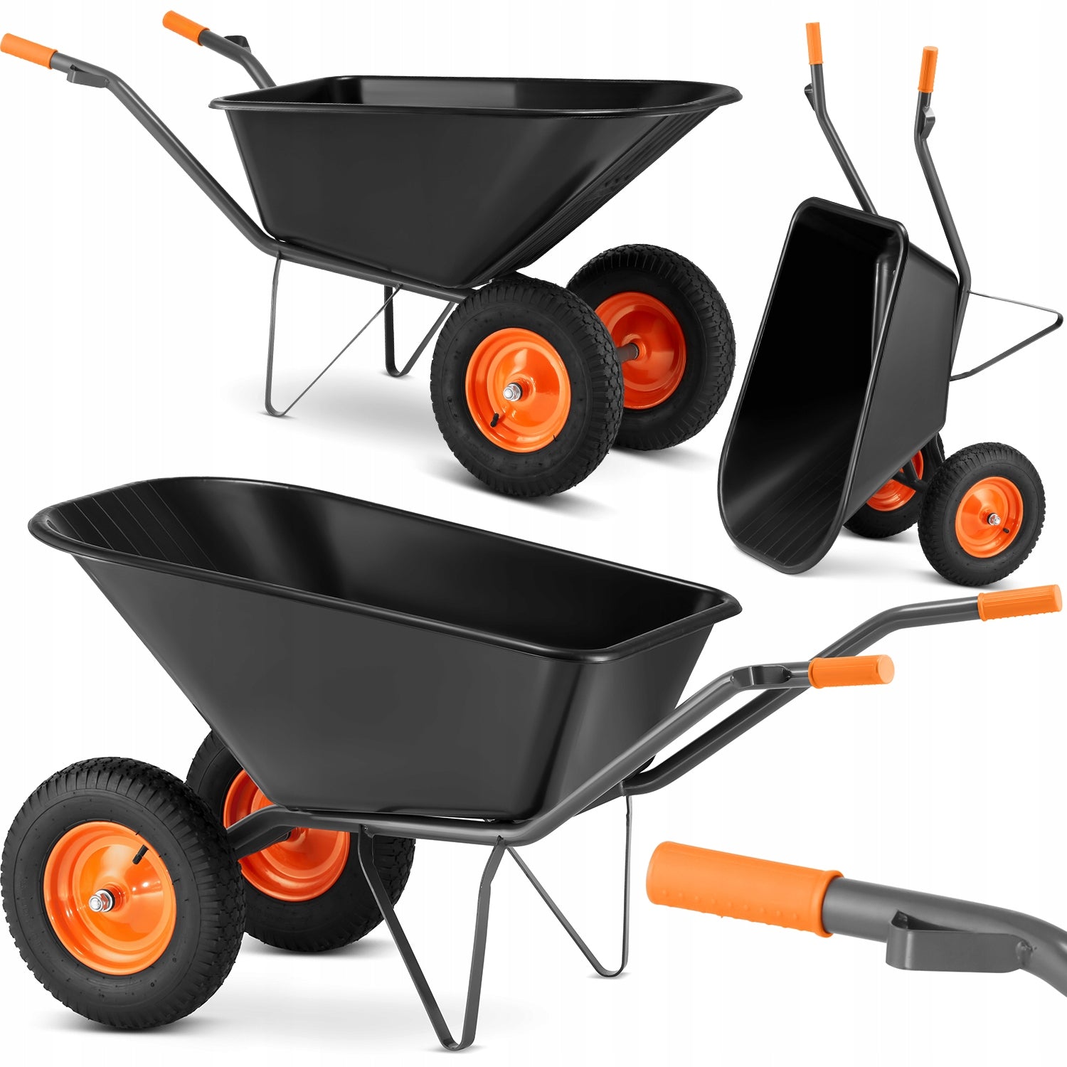 Garden wheelbarrow KOLEBA two-wheeled welded JAPANESE strong HIGHER 150L 390kg