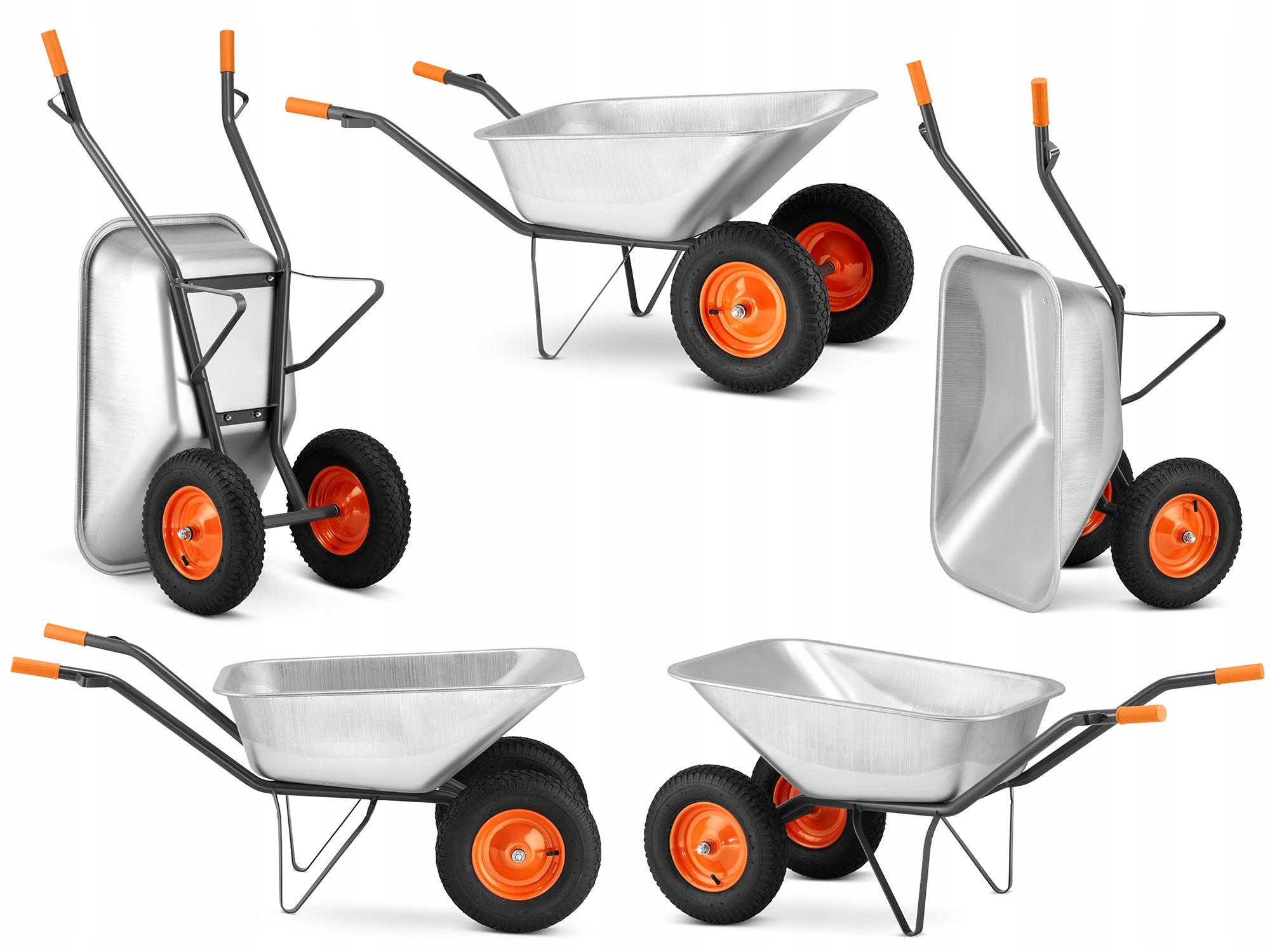Garden wheelbarrow two-wheeled GALVANIZED welded HIGHER 140L 380kg Manufacturer code OL-90.08C2