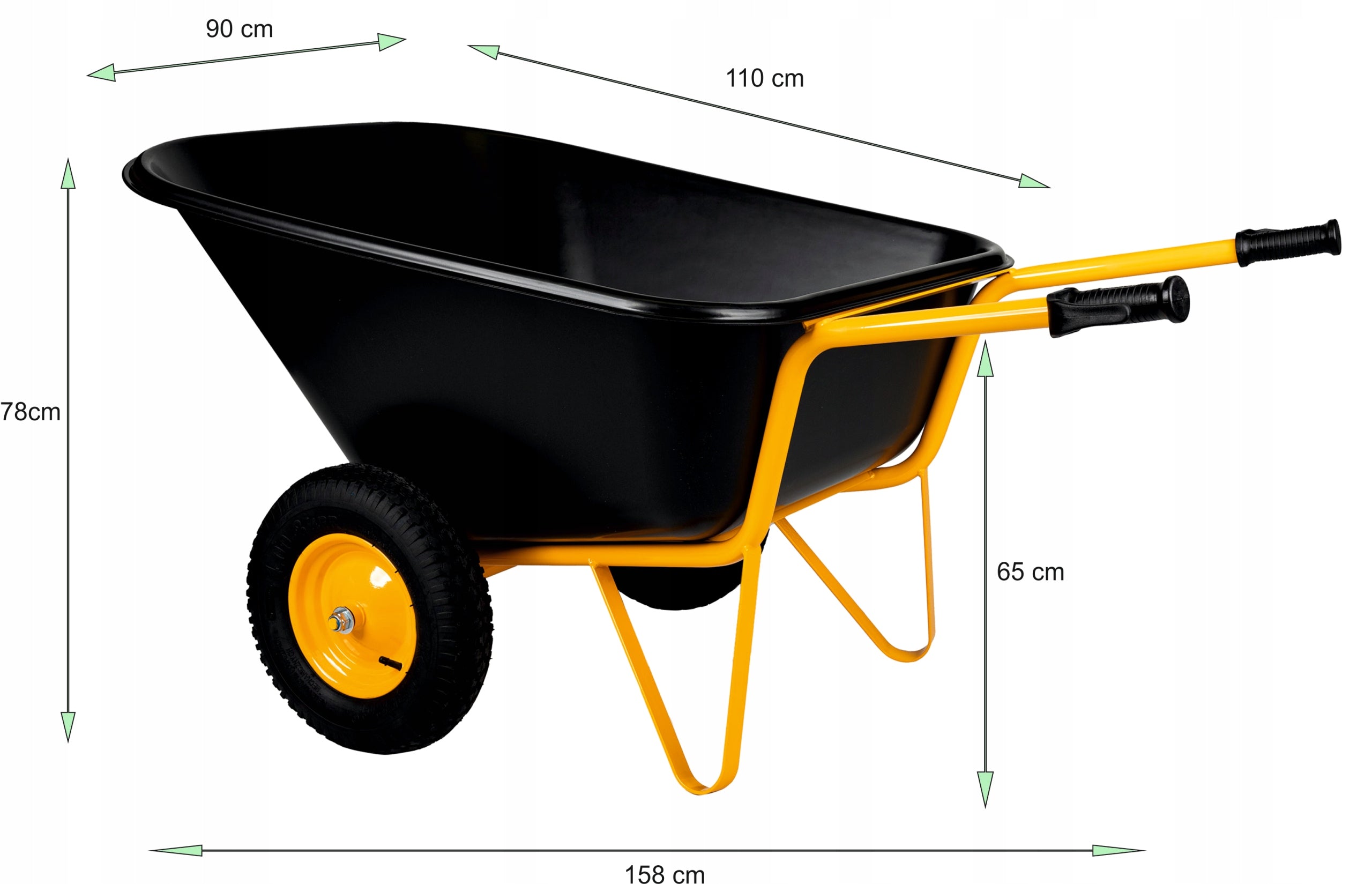 Garden wheelbarrow two-wheeled cradle feed trolley JAPANESE 350L KELBERG YELLOW Brand Kelberg