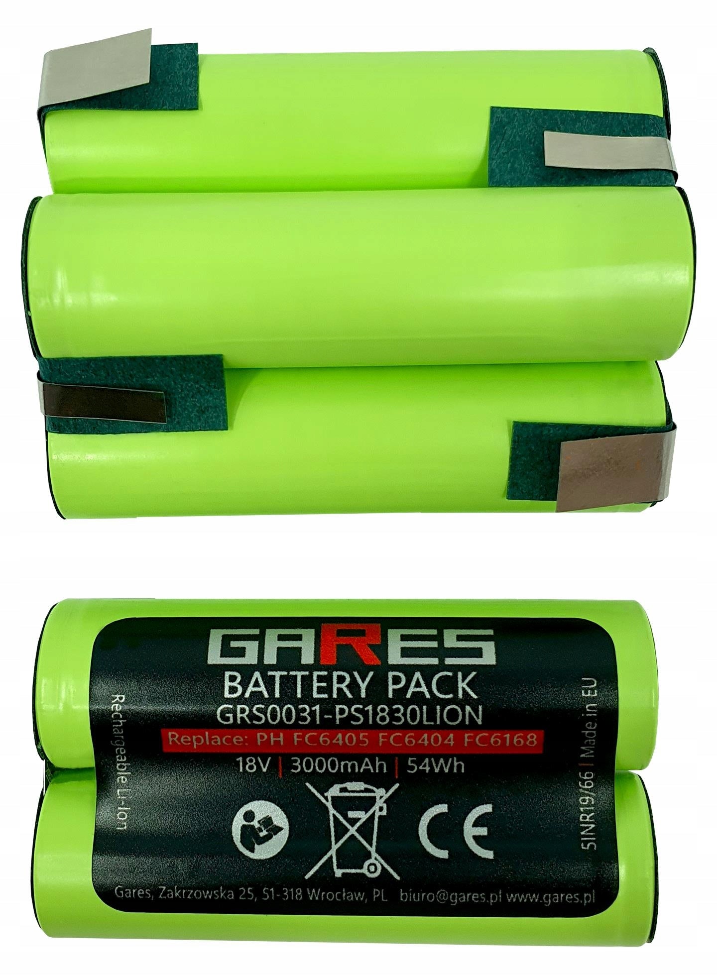 Gares battery for Philips PowerPro FC6405 FC6404 FC6168 18V 3Ah Packaging status original