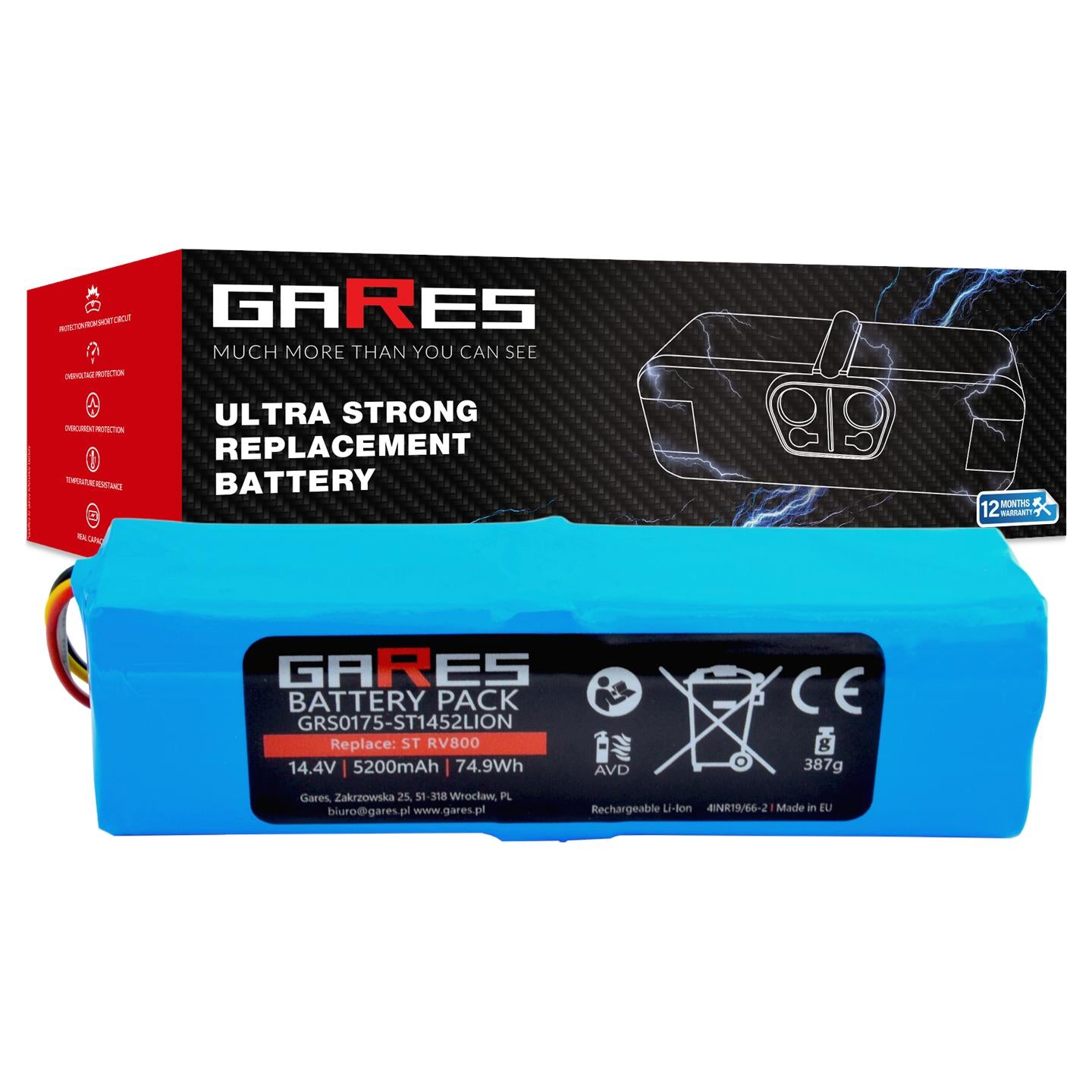Gares battery for SETTI+ RV800 14.4V 5.2Ah
