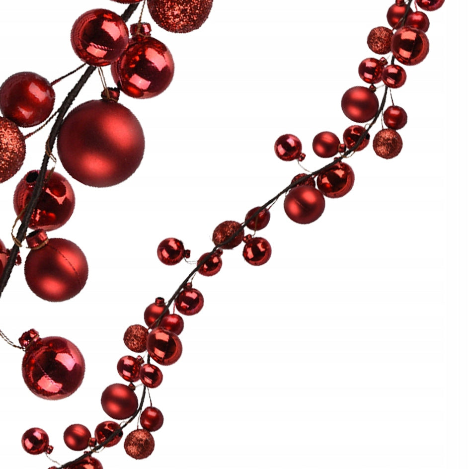 Garland with baubles 180 cm red baubles up to 6 cm for Christmas tree fireplace stairs Brand Kaemingk