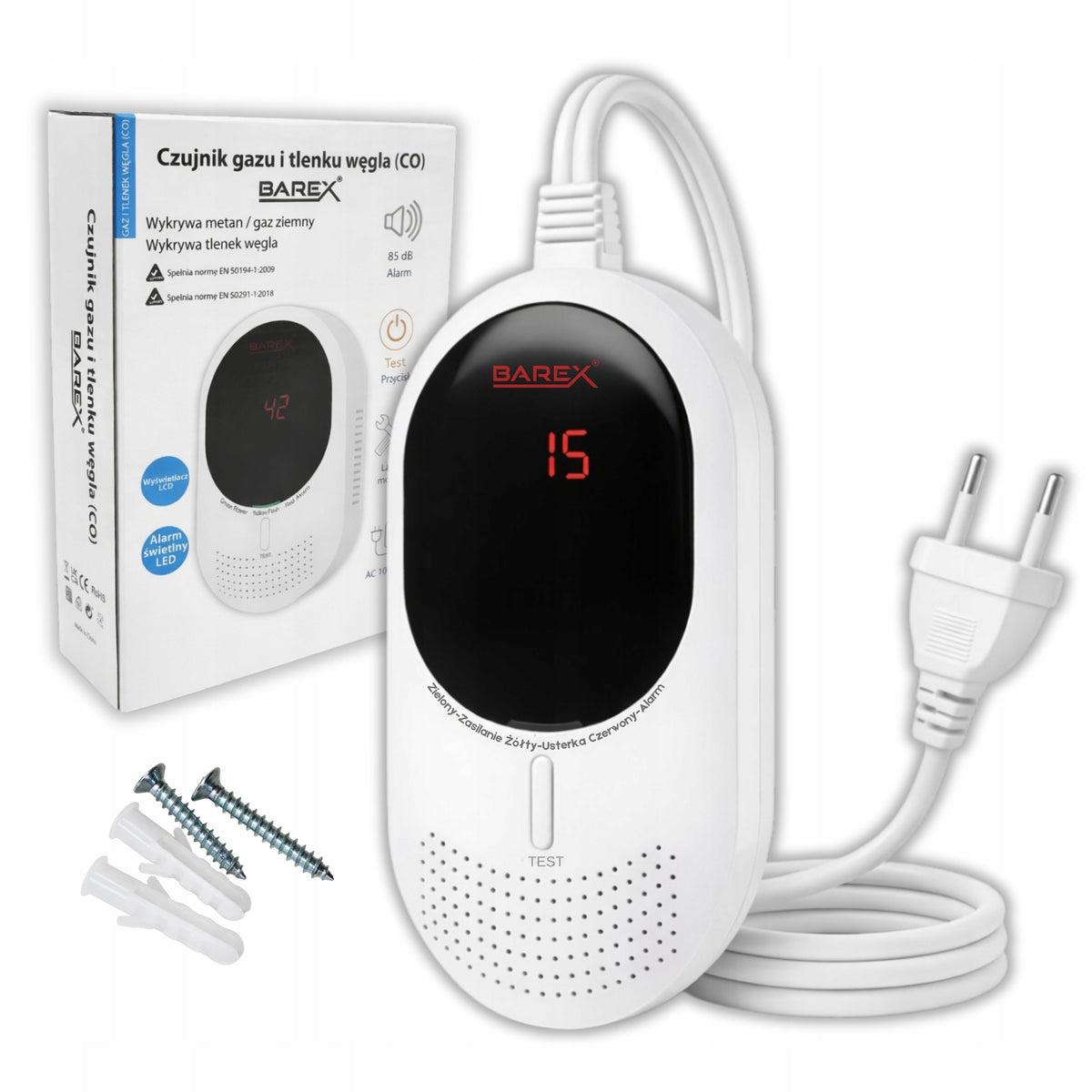 Gas Chad Sensor LCD Network 230V Alarm Detector CE Certificate
