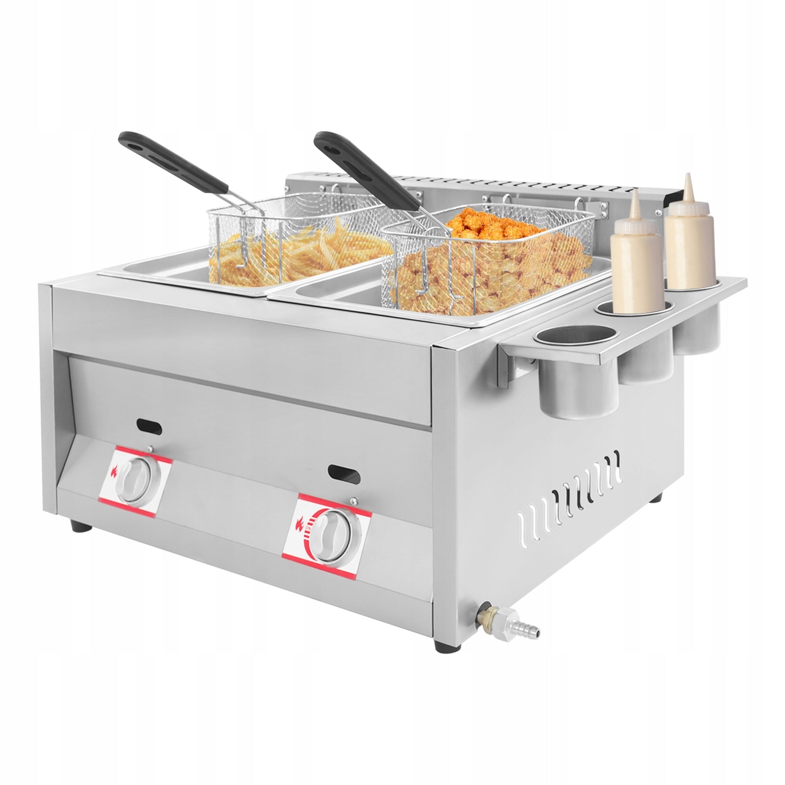 Gas Deep Fryer with Basket and Lid Dual Tank 6Lx2 Stainless Steel Manufacturer code hgfbgtfhb