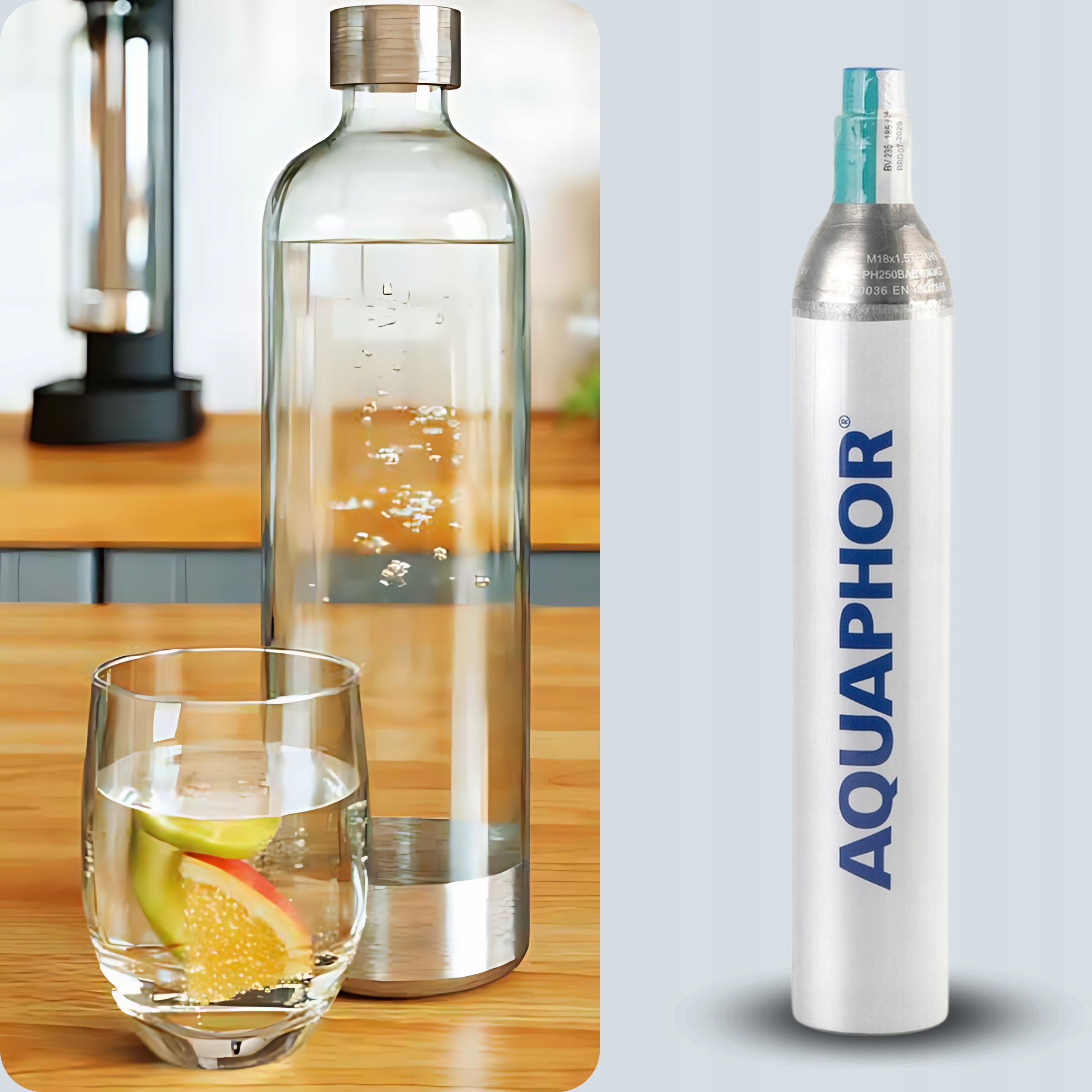 Gas cylinder for saturator AQUAPHOR PEARL CO2 cartridge Cylinder for SodaStream Dominant color silver/gray