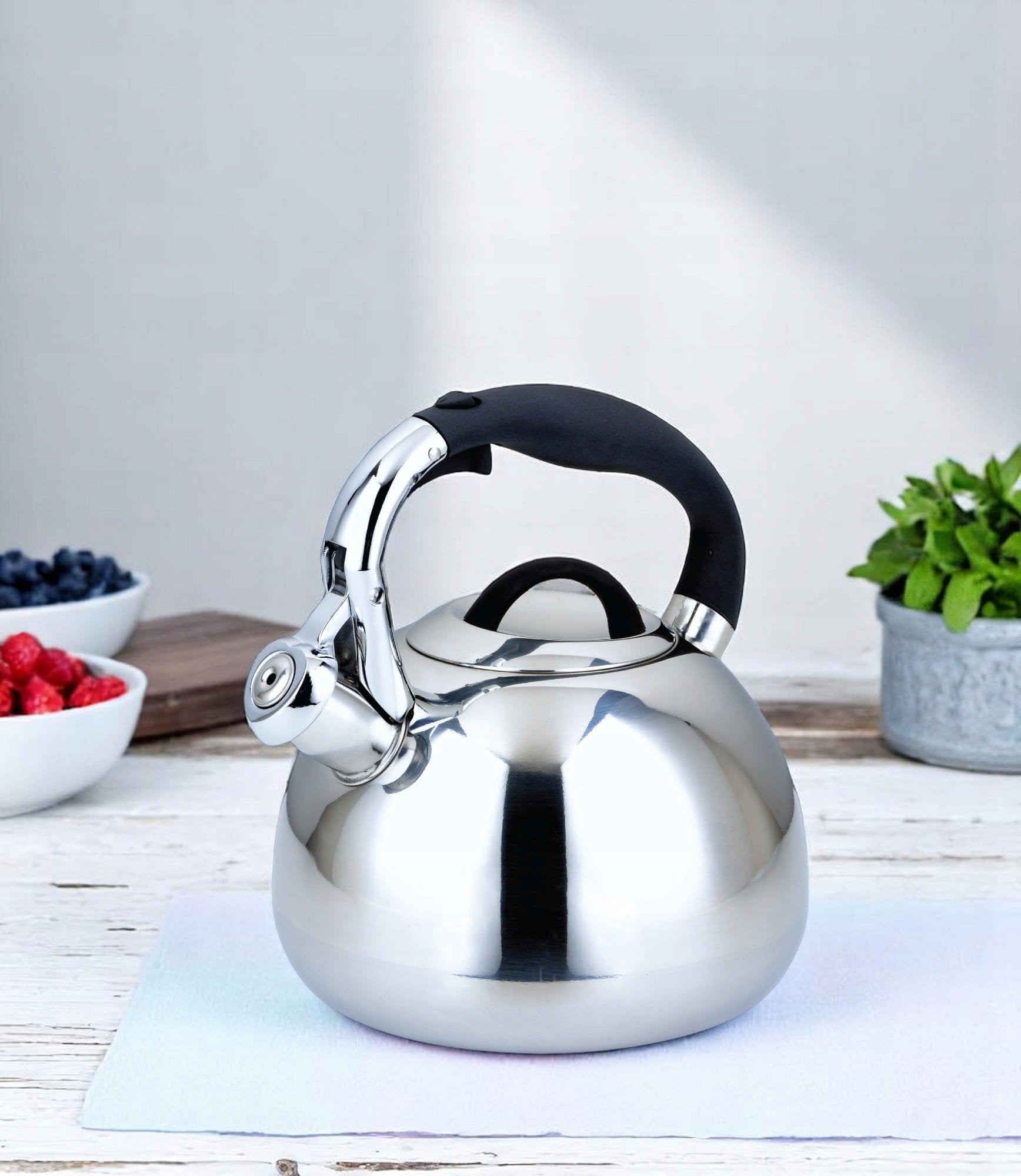 Gas kettle 3L traditional with whistle steel glossy induction ZILNER Brand Zilner