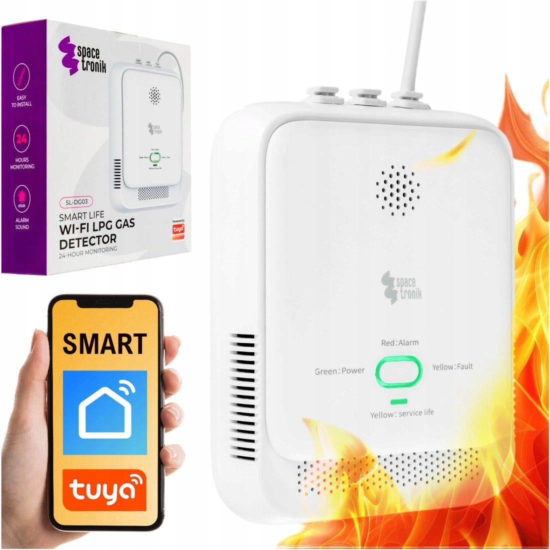 Gas sensor PROPAN BUTAN Tuya WiFi Spacetronik detector CERTIFIED 5 YEARS