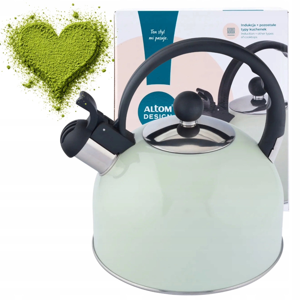 Gas steel kettle 2,5 l induction with whistle Altom Design Hot Drop