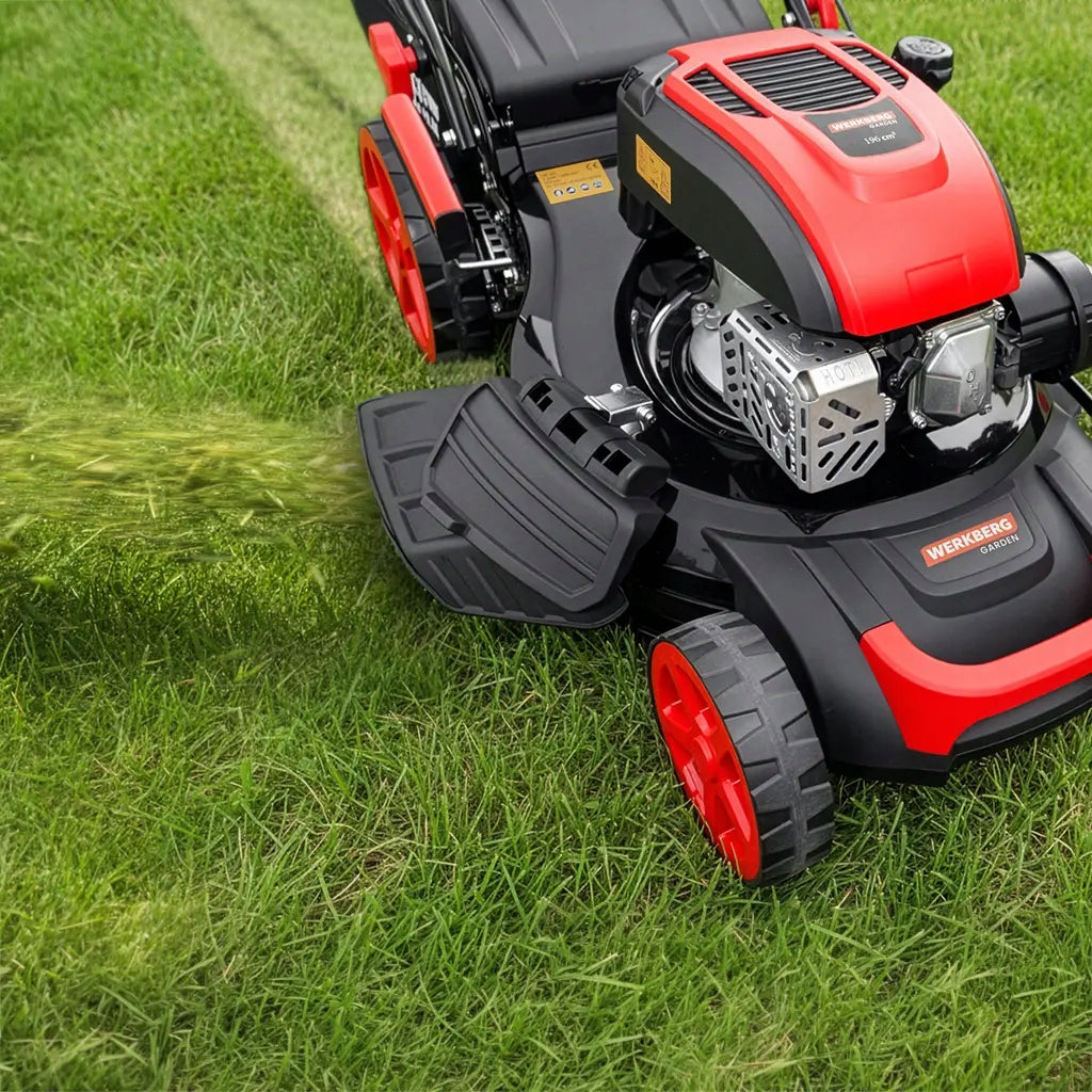 Gasoline Lawn Mower with Drive 196CC Engine 51cm POWERFUL 4-in-1 WERKBERG 60L Engine displacement 196 cm³