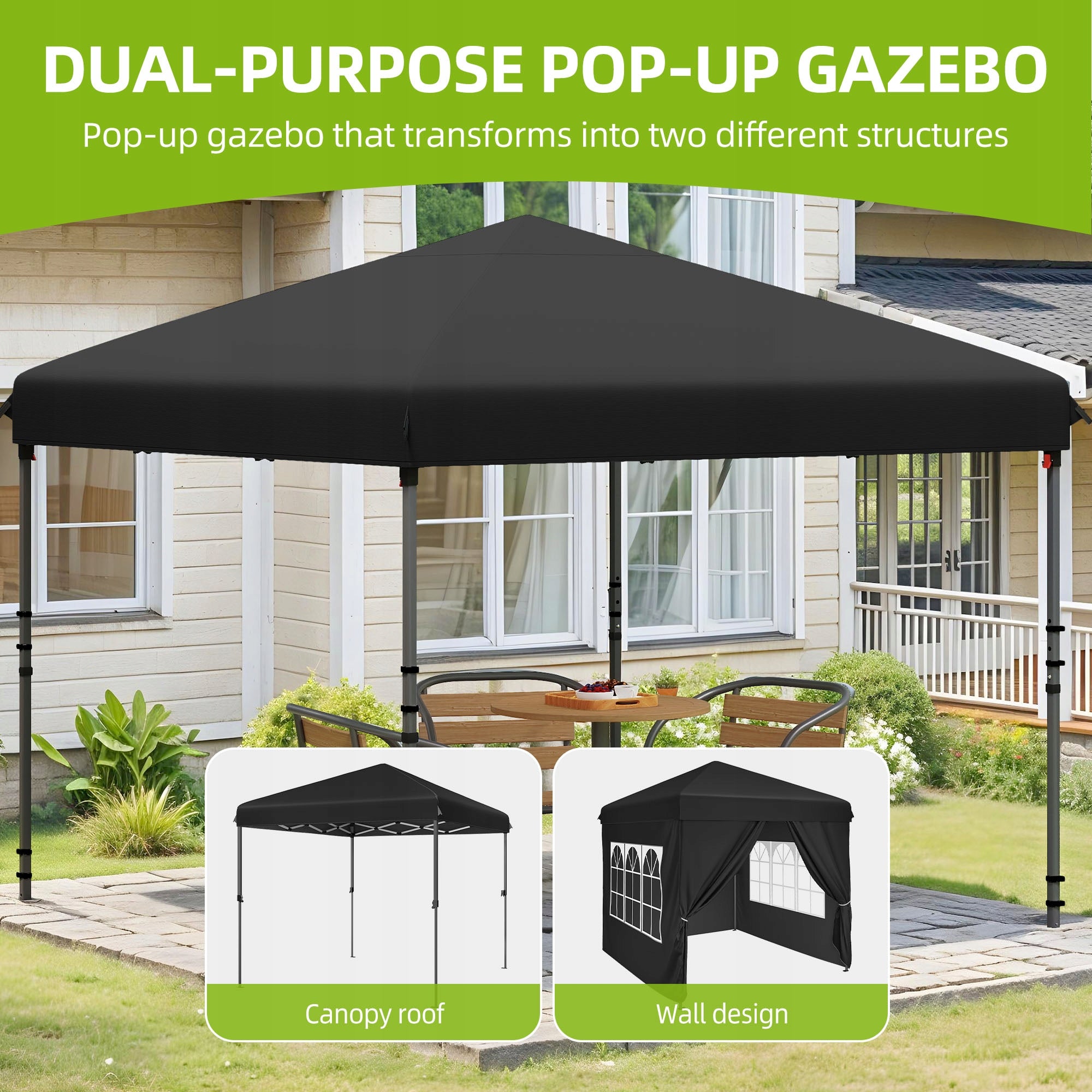 Gazebo, Garden Tent, Pavillon, 2.5×2.5m, Waterproof Folding, Canopy, Black Type pavilion