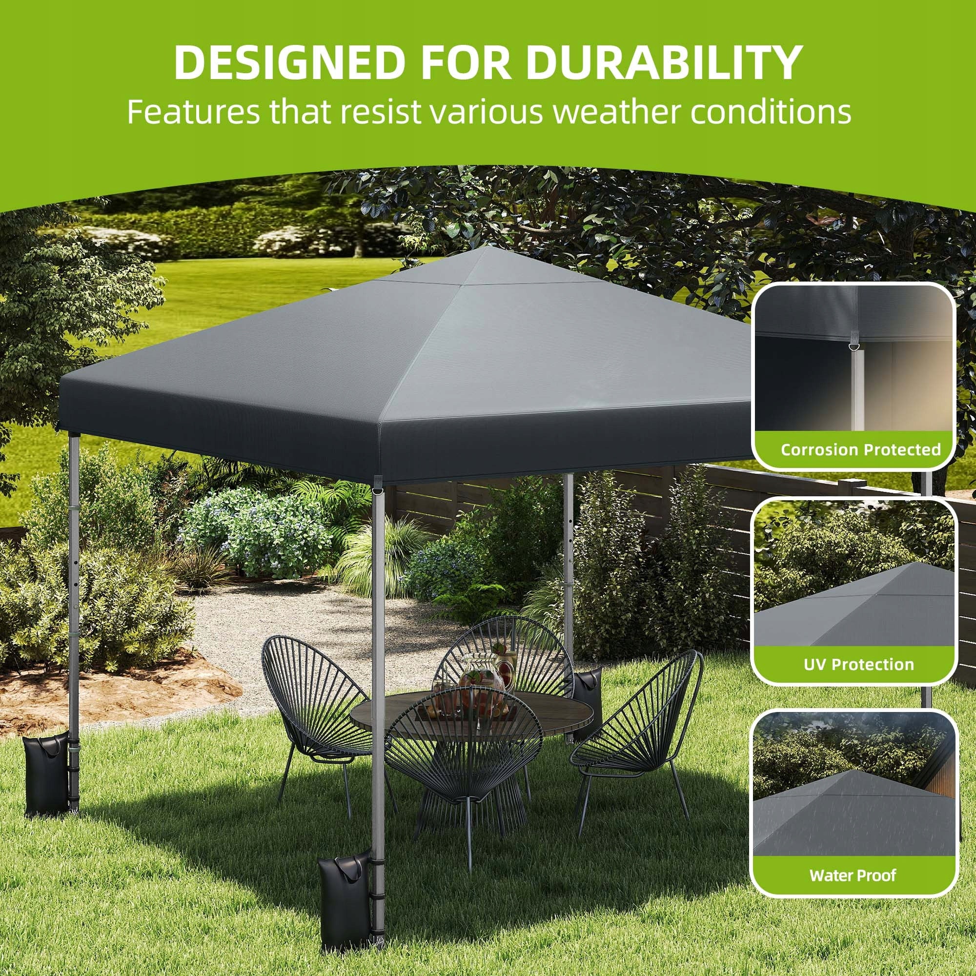 Gazebo, Garden Tent, Pavillon 3×3m Pop up Waterproof Folding, Canopy Blue Length 3 m