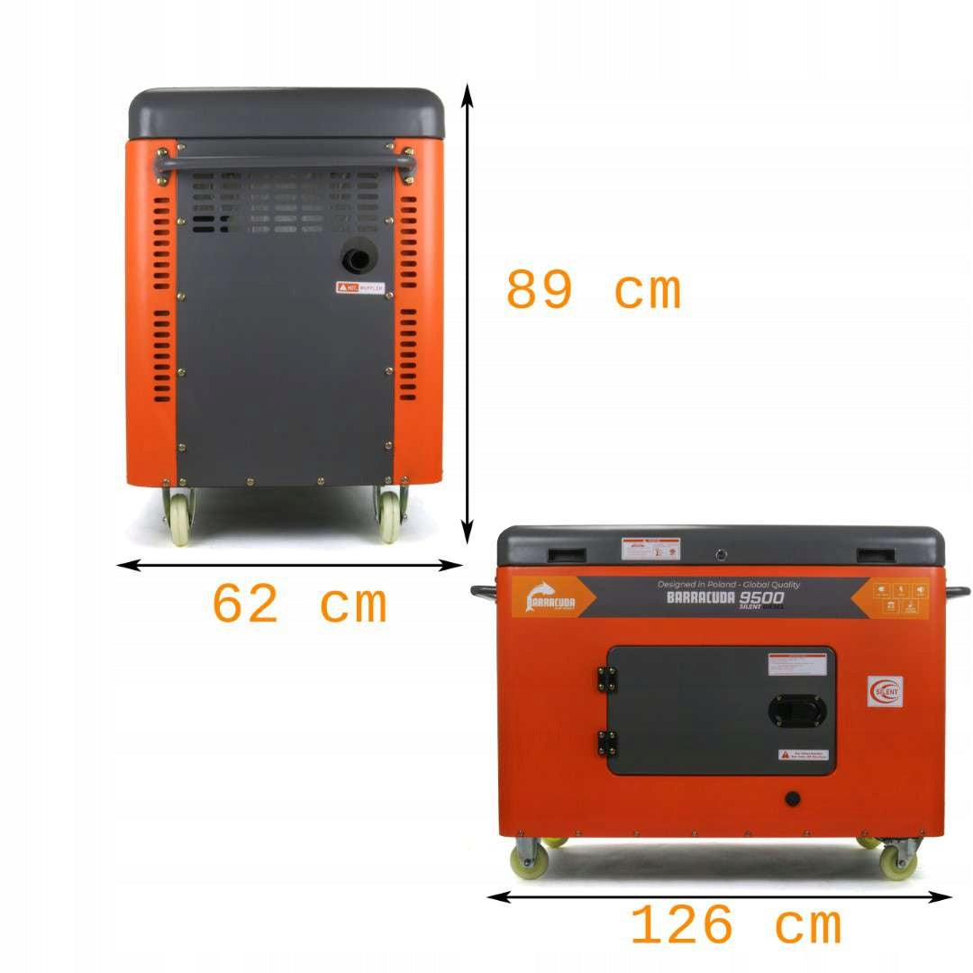 Generator set 12kVA (9,5kW) 230V 400V BARRACUDA DIESEL 9500 SILENT Packaging status original