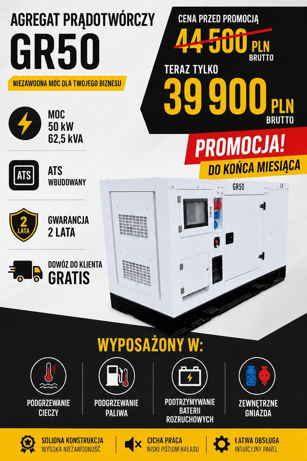 Generator set 50kW 62,5kVa DIESEL Green River GR50/2 GRAZING Packaging status original