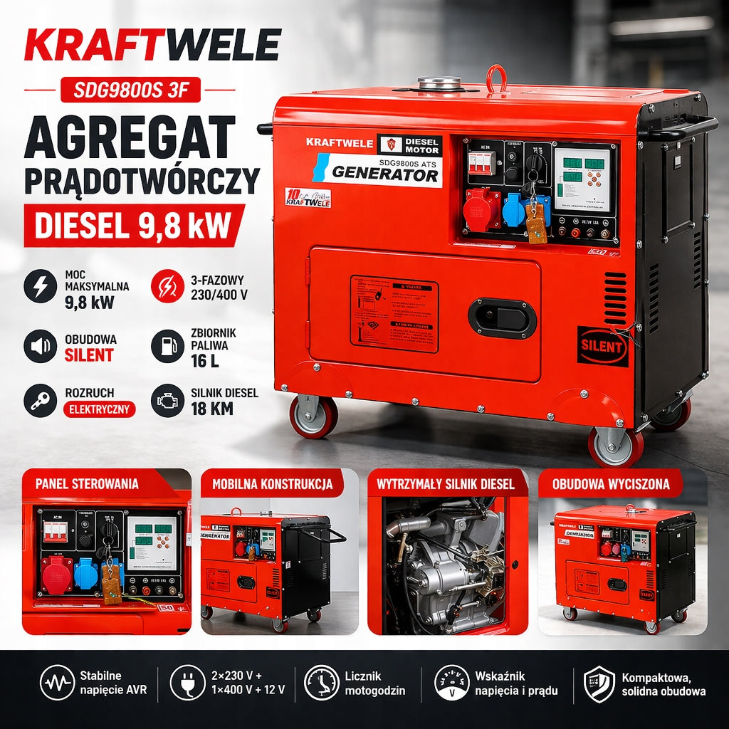 Generator set 9,8KW diesel Silent Exhaust pipe freebie