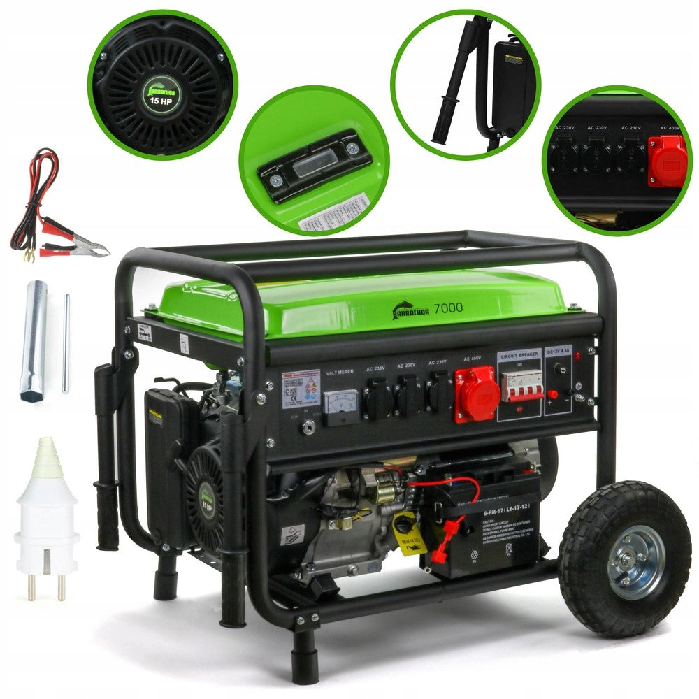Generator set Barracuda 7000 3F 9kVA 7kW 400V AVR Petrol LPG Manufacturer code AGP70003FRELPG