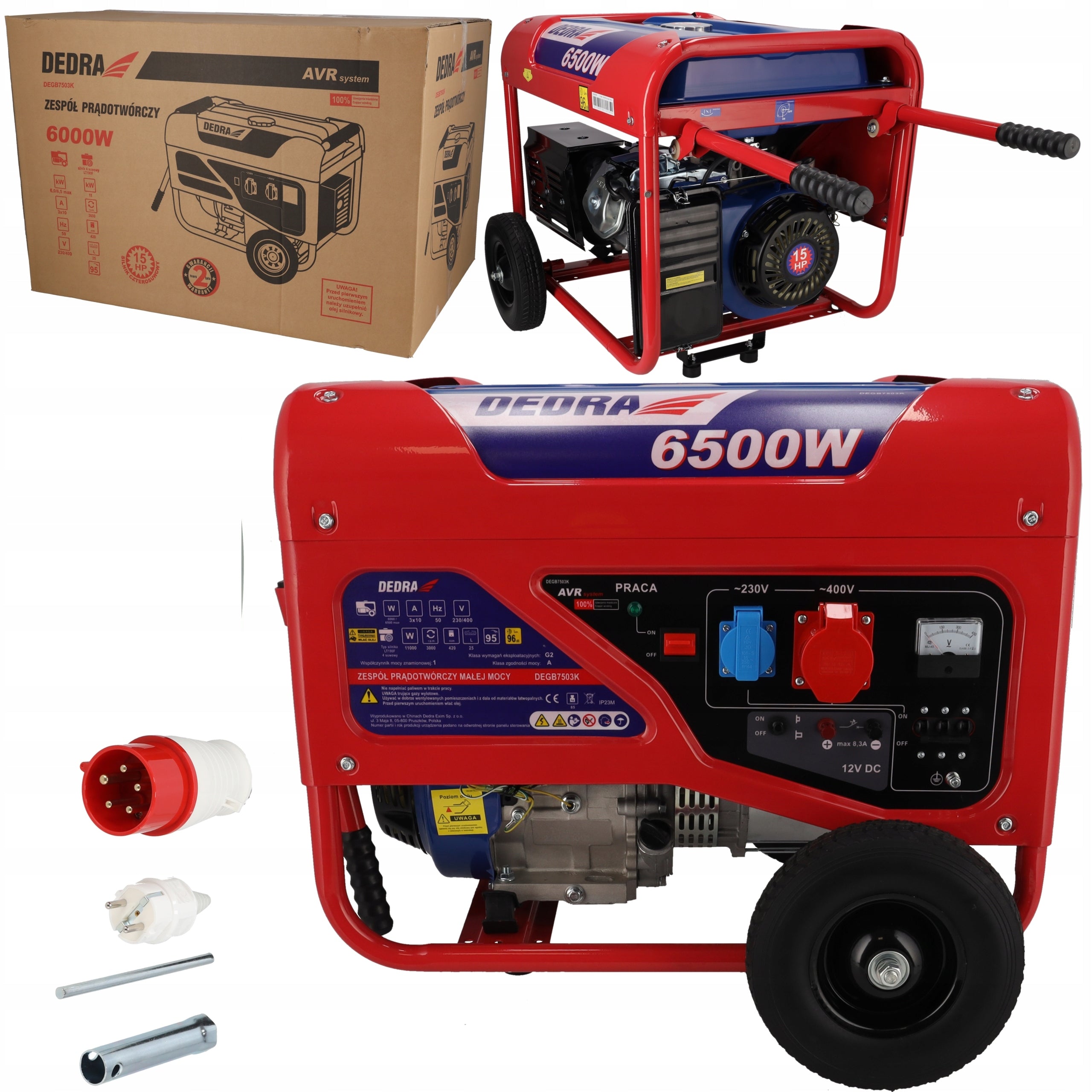 Generator set DEDRA power generator 230V 400V 6,5kW 6kVA three-phase