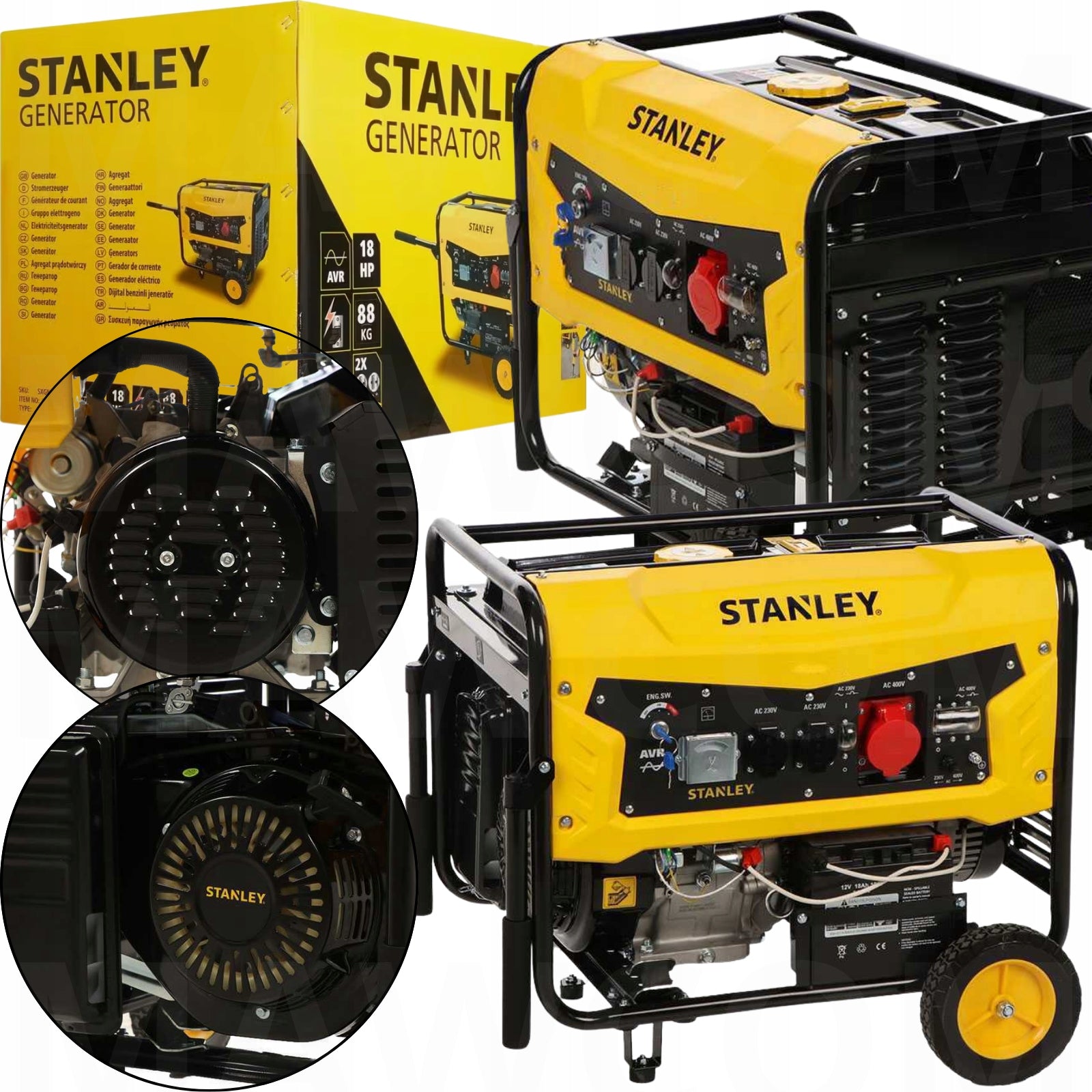 Generator set SG7500 three-phase Stanley 7,5 kW petrol 2 days supply