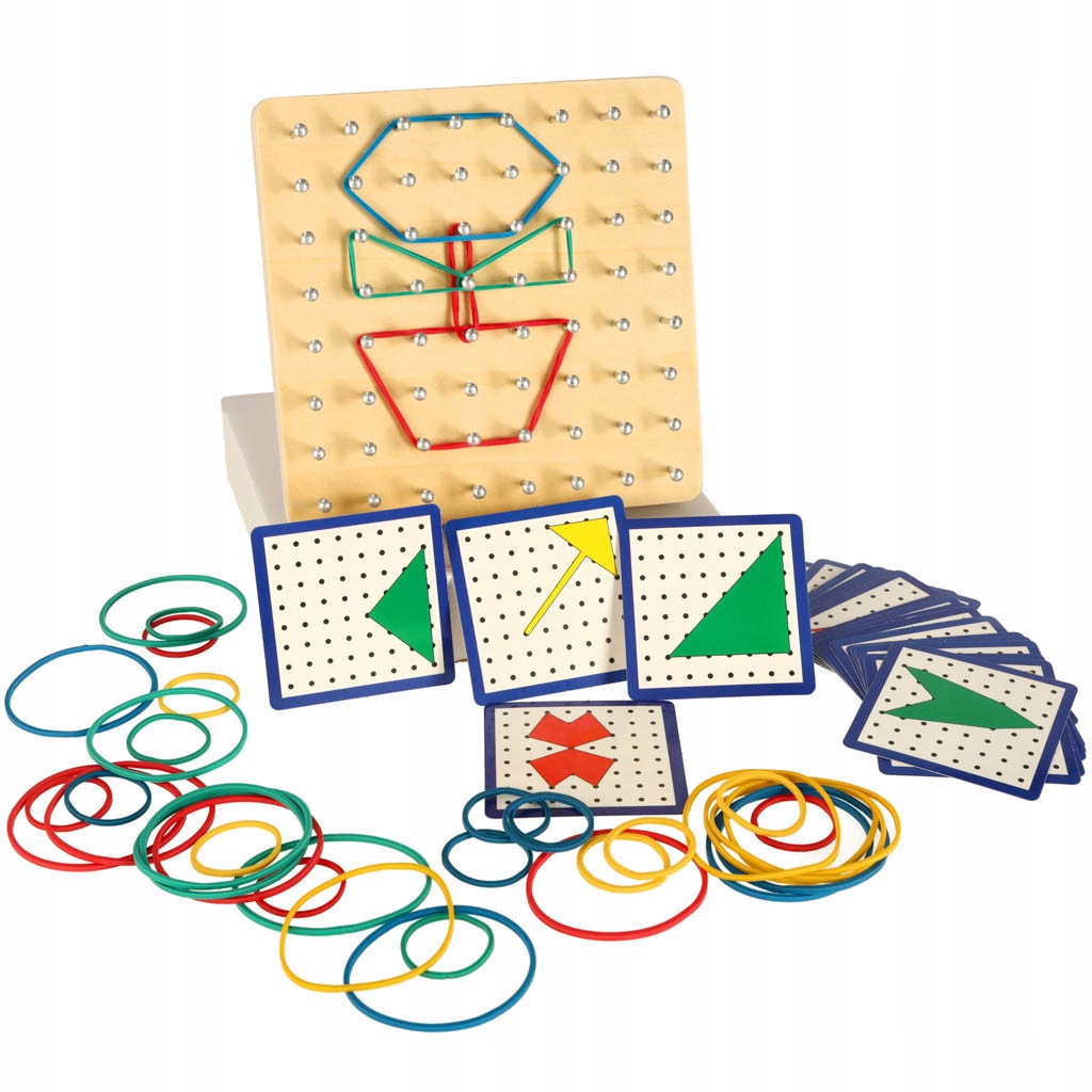 Geoboard geoplan wooden puzzle creating shapes from rubber bands Brand Ikonka