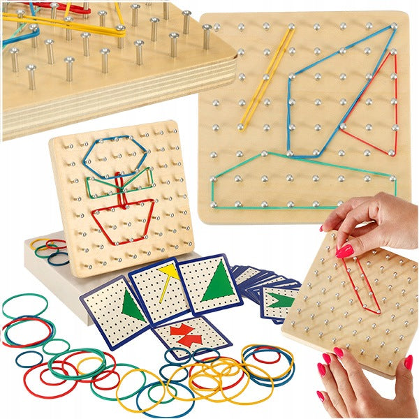 Geoboard geoplan wooden puzzle creating shapes from rubber bands