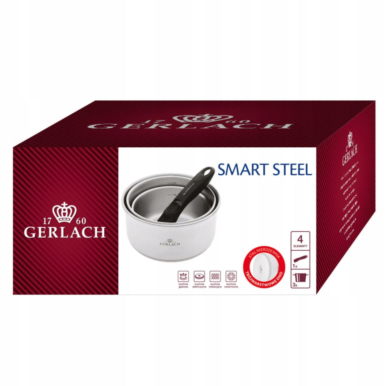 Gerlach Set of pots 4 el. SMART STEEL Color silver