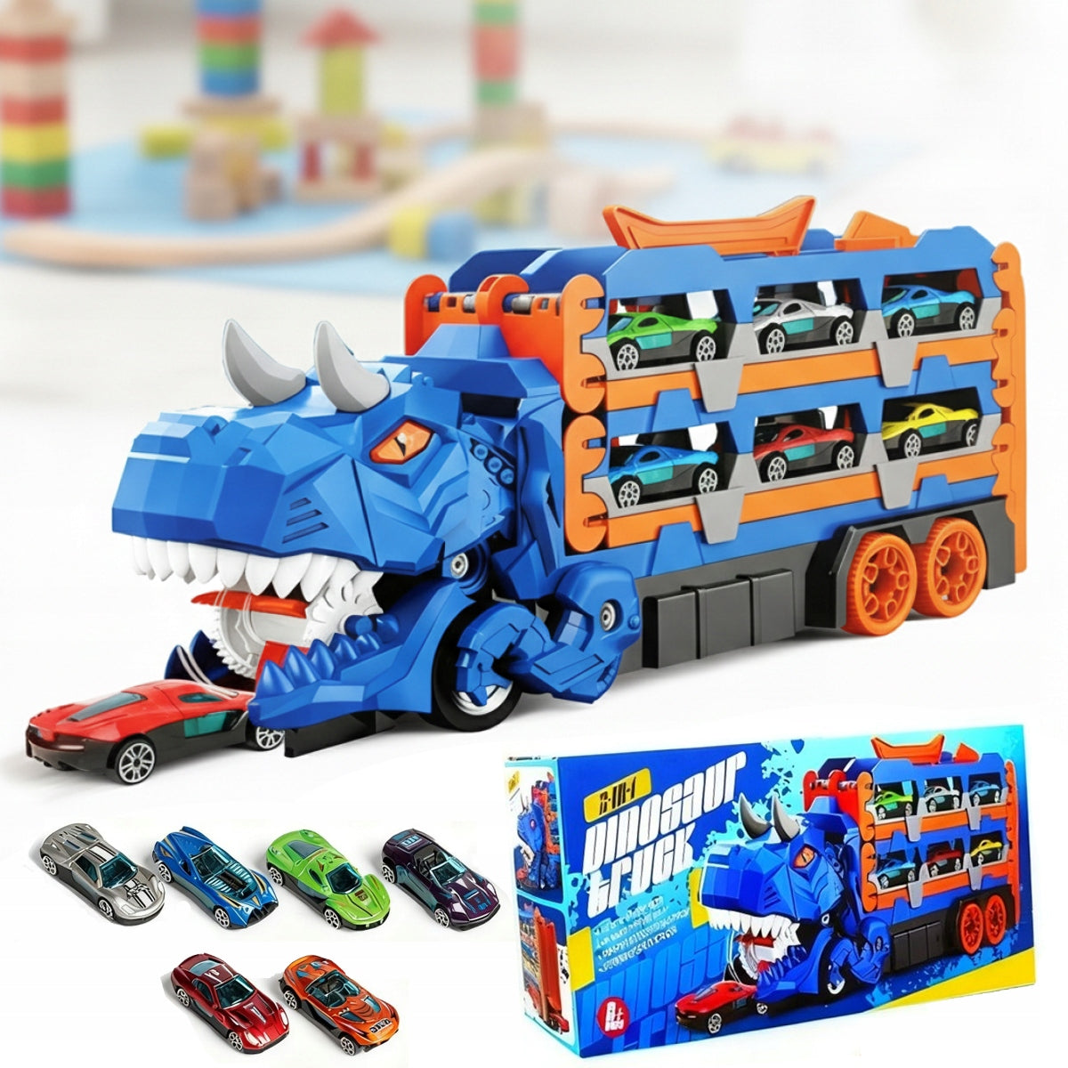 Giant Dinosaur Mega Transporter T-Rex Racing Track