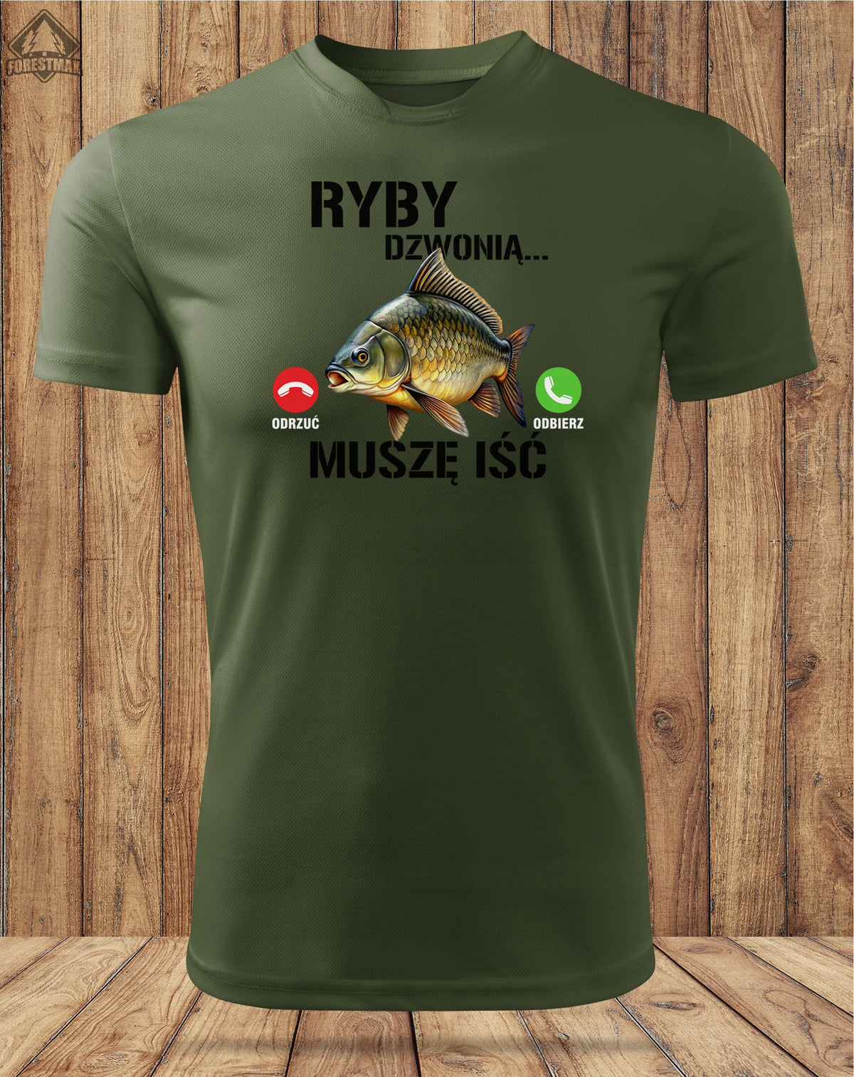 Gift for Fisherman thermoactive shirt print FISH RING - I HAVE TO GO Size S