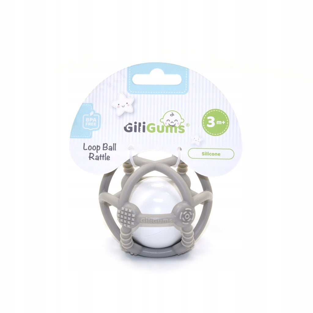 GiliGums Ball rattle grey teether 3in1 3m+ GG64231