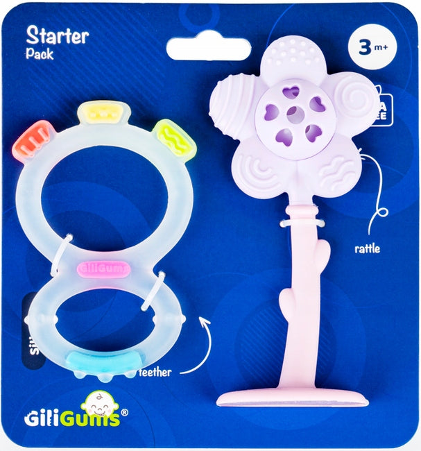 GiliGums STARTER KIT TWO-PACK TEETHER AND RATTLE EIGHT AND FLOWER 30070 Manufacturer code 30070