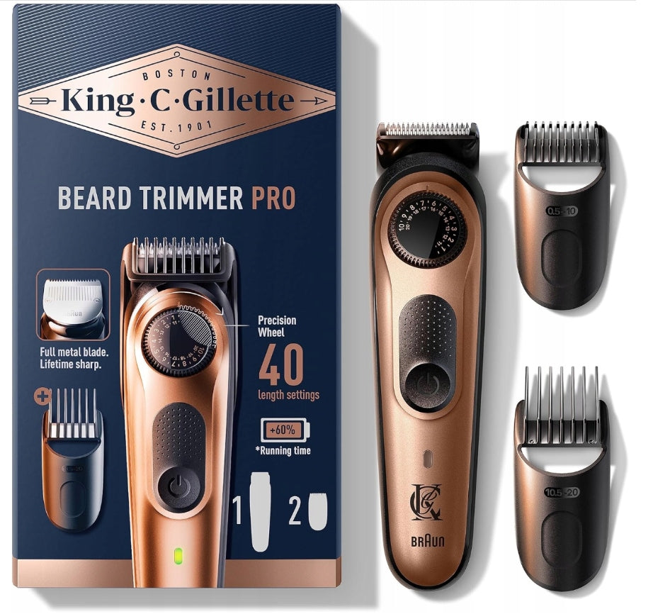 Gillette King C. Beard Trimmer Pro - Cordless Rechargeable Beard Trimmer Kit