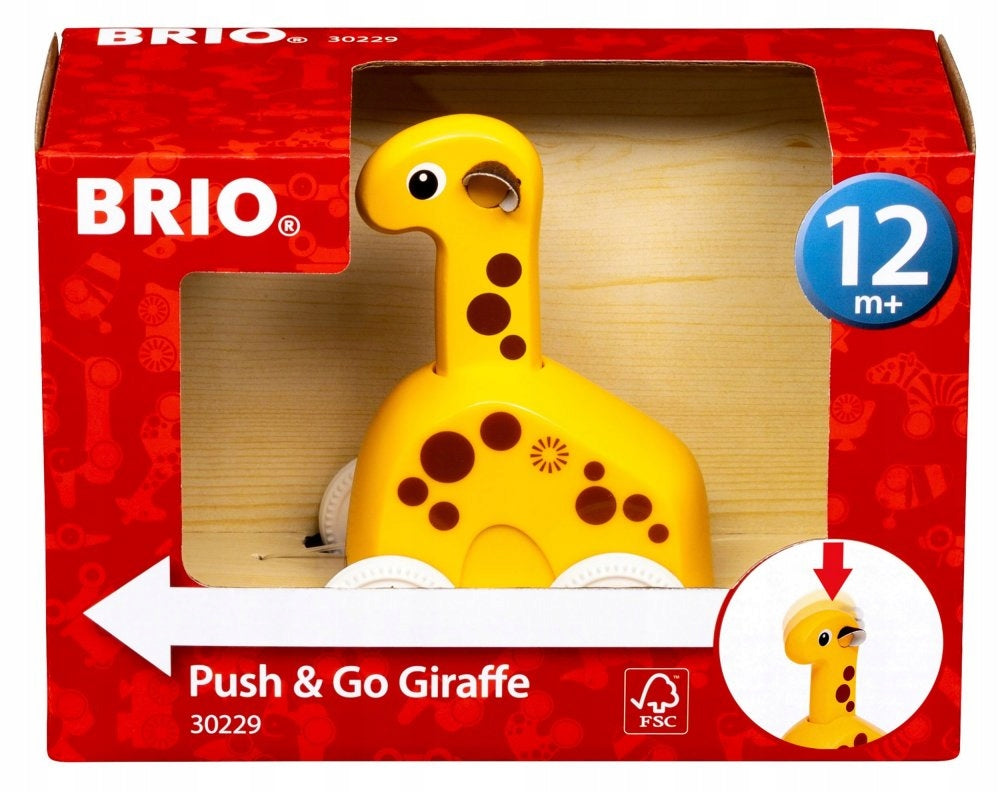 Giraffe toy Press and Ride wooden animal Brio