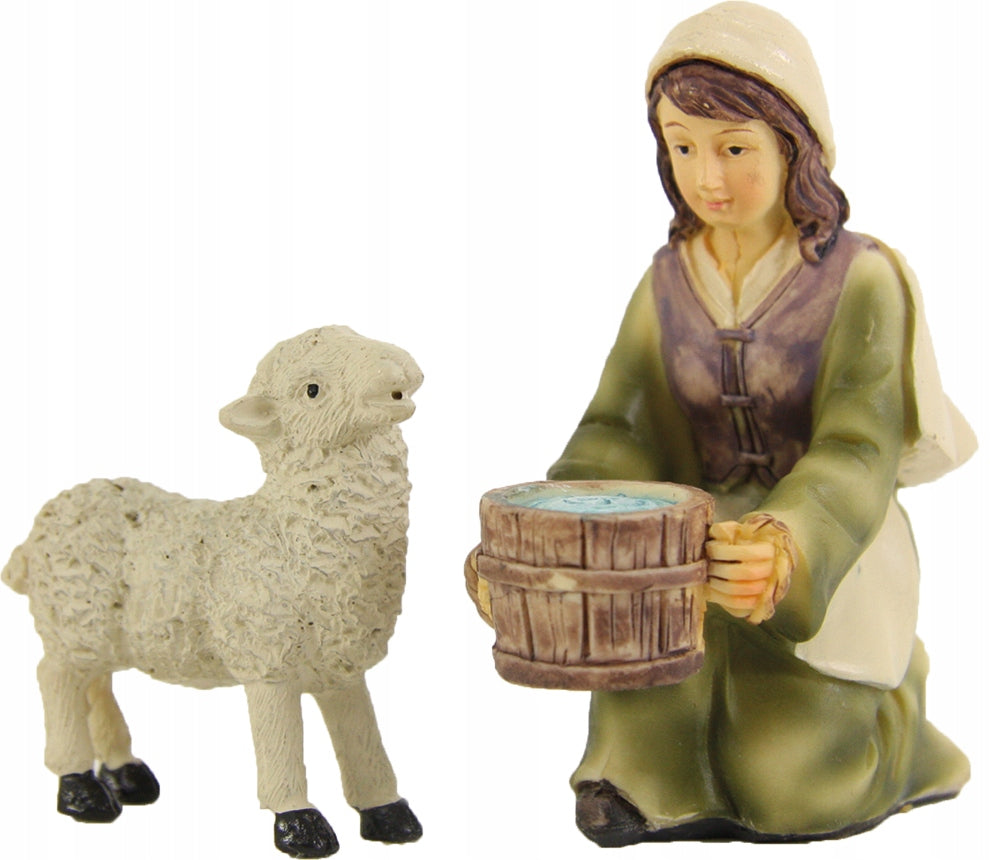 Girl with a sheep - 4.6 cm high for figures 8 cm high