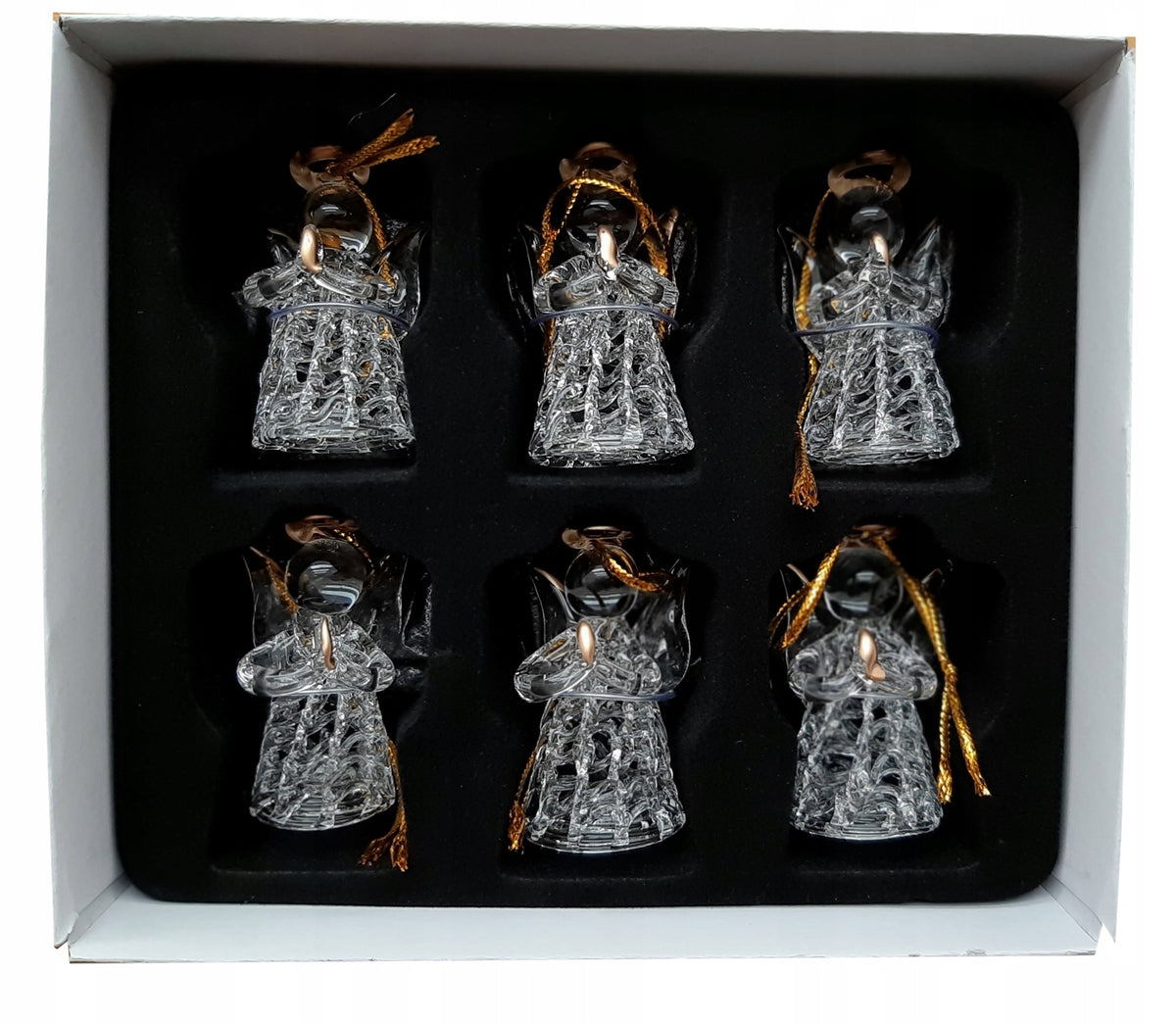 Glass Angels Shine On Christmas Tree Christmas Ornaments Baubles 6 Pieces