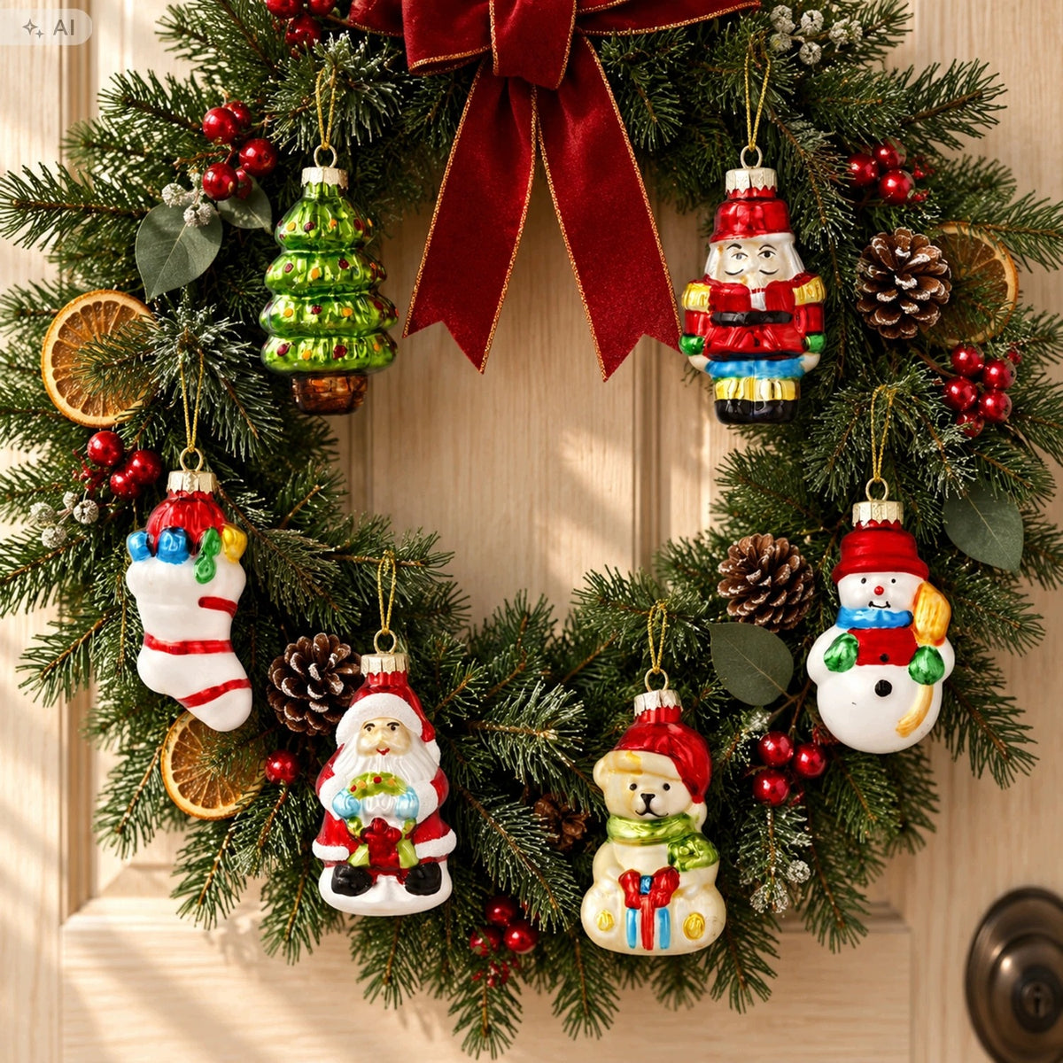Glass Christmas tree figurines 8 cm 6 Christmas tree pendants baubles shapes Packaging status original