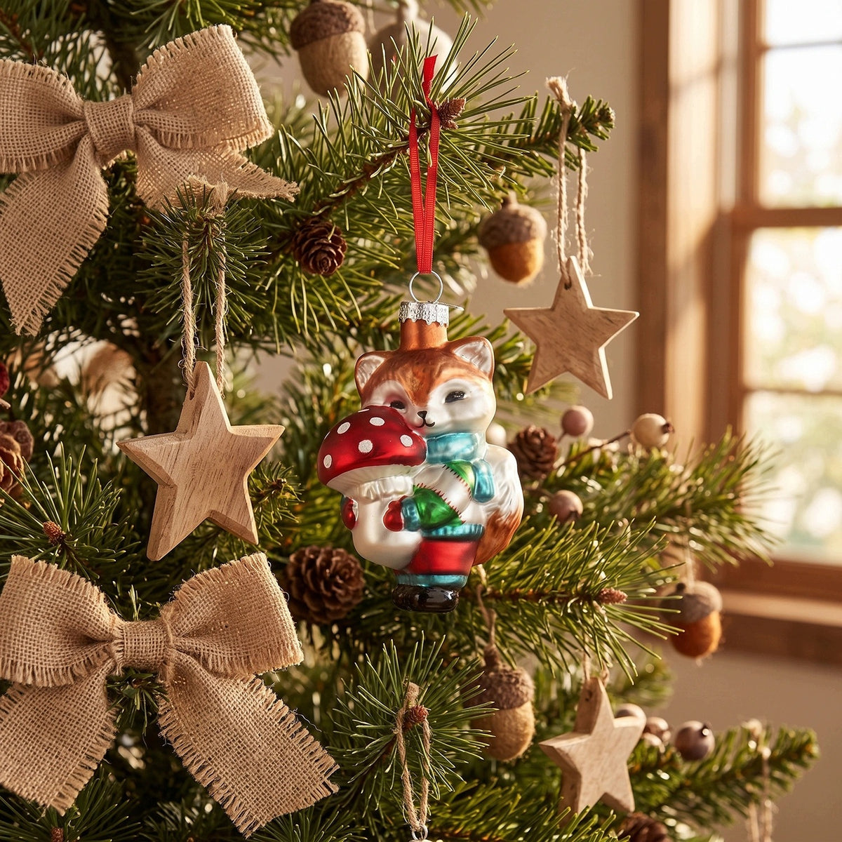 Glass Christmas tree pendant fox 11,3 cm shape bauble for Christmas tree ornament Packaging status original
