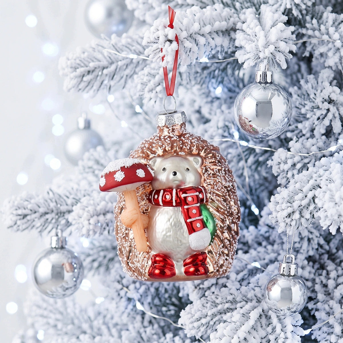 Glass Christmas tree pendant hedgehog 11,3 cm shape bauble for Christmas tree ornament Packaging status original