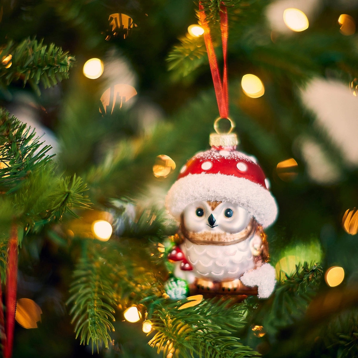 Glass Christmas tree pendant owl 11,3 cm shape bauble for Christmas tree ornament Packaging status original