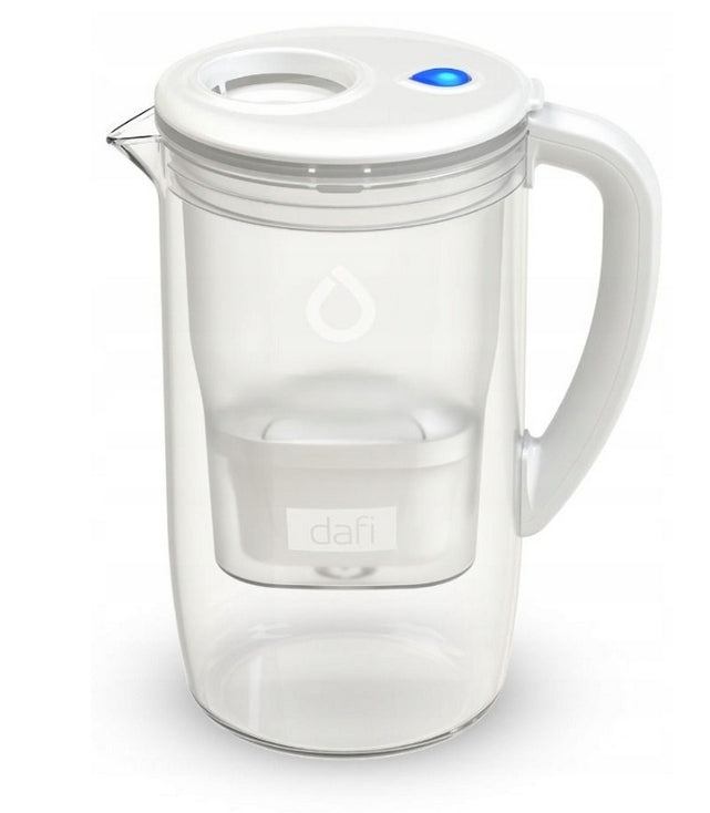Glass Filter Jug Dafi PRISMA LED 2,5L White with 1 x Unimax Cartridge Model PRISMA