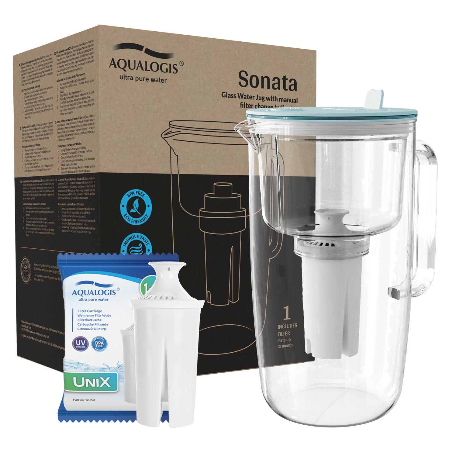Glass Filter Jug Sonata Blue