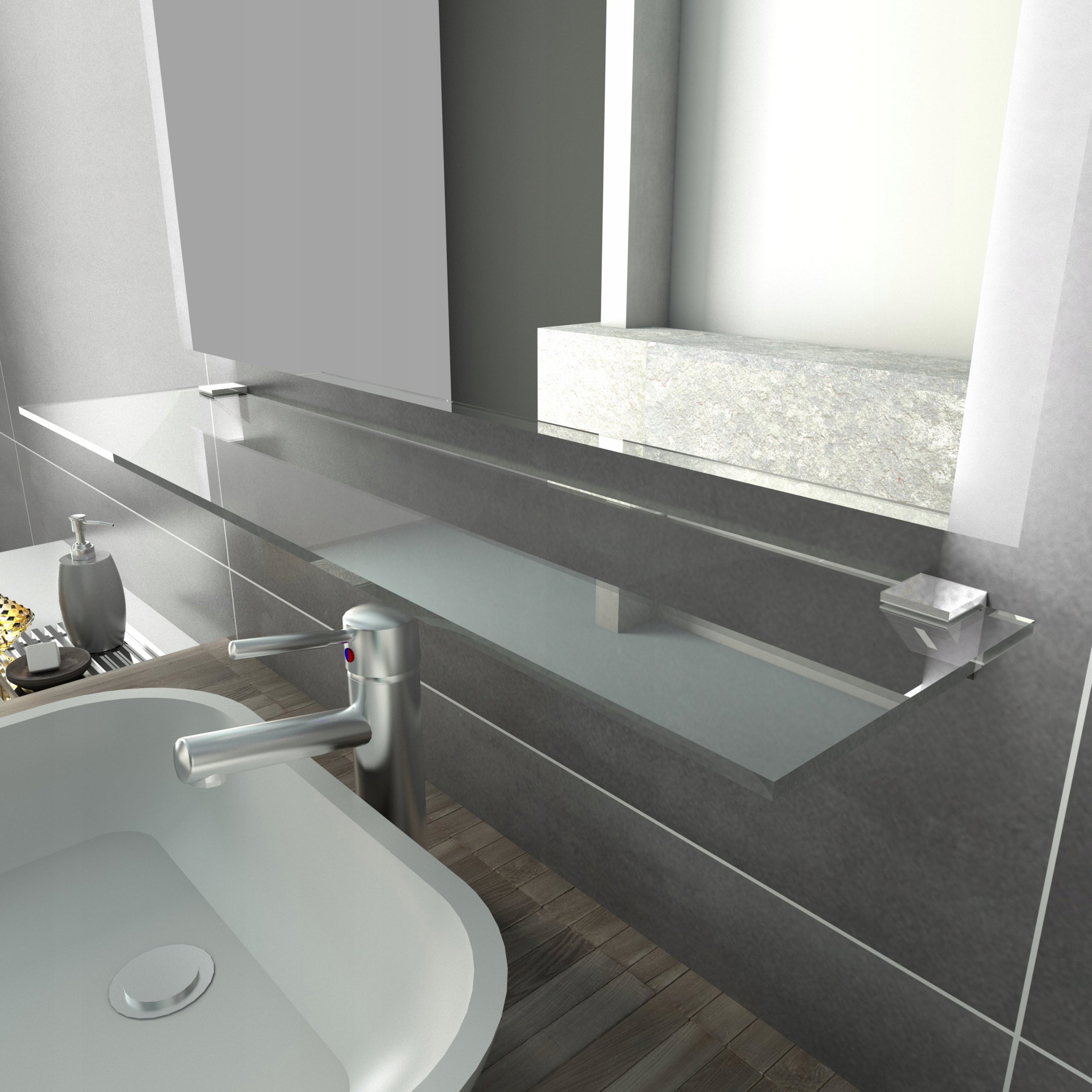 Glass Shelf for Mirror - 110 cm - Transparent Brand Alasta
