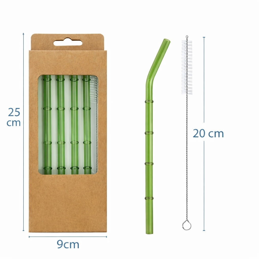 Glass Straws BAMUS Eco 4 Reusable Drink Set + Brush Manufacturer code SZKLANE SŁOMKI 4szt.