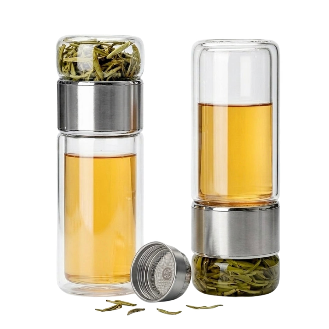 Glass Tea Bottle 420 ml with Infuser – Borosilicate, Thermal