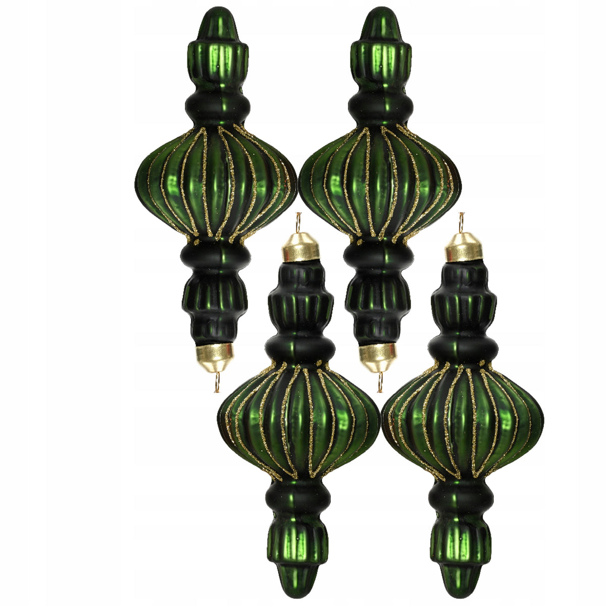 Glass baubles antique green 15 cm Christmas tree pendants 4 pcs. fittings Brand Kaemingk