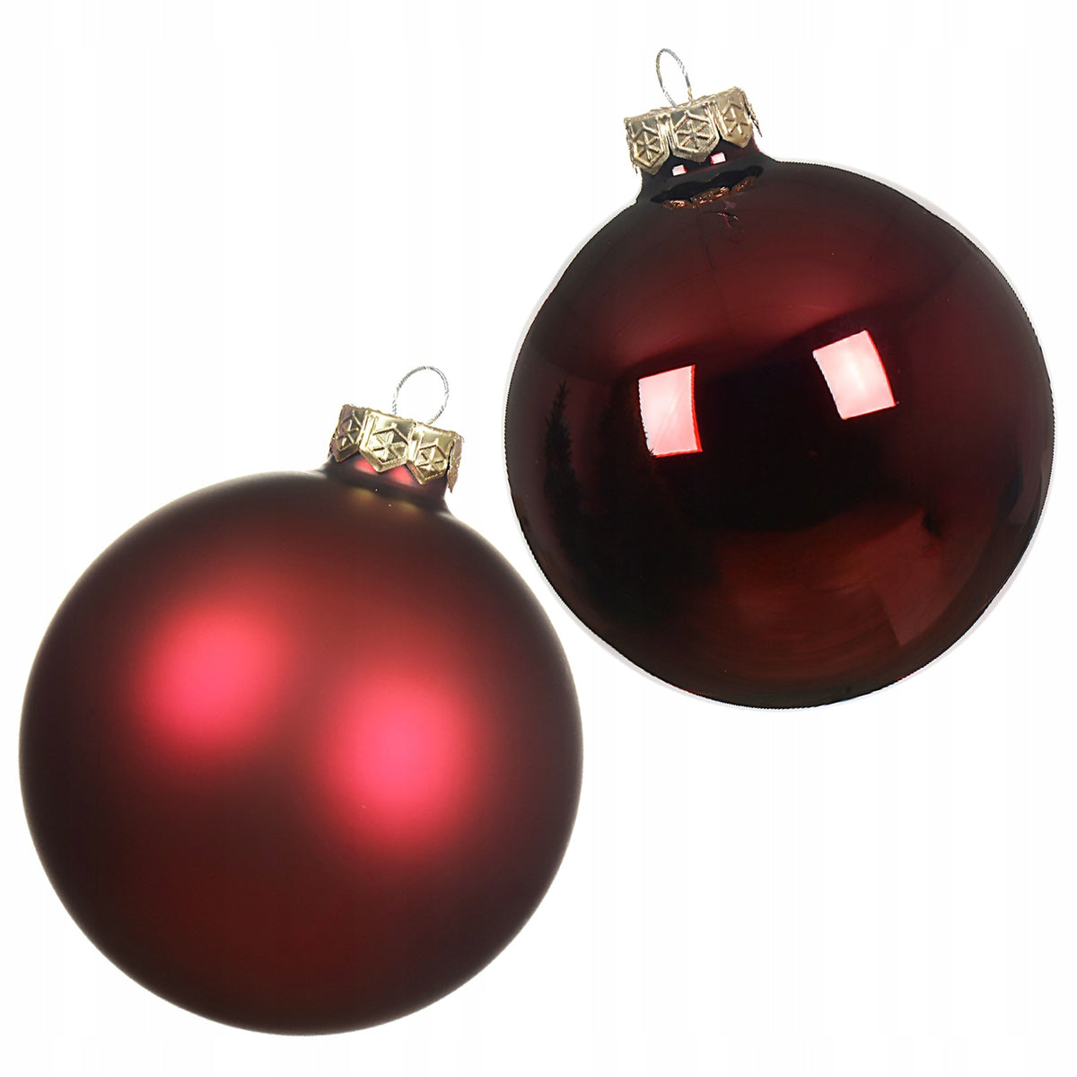 Glass baubles burgundy 6 cm gloss mat Christmas tree ornament set 10 pcs Packaging status original
